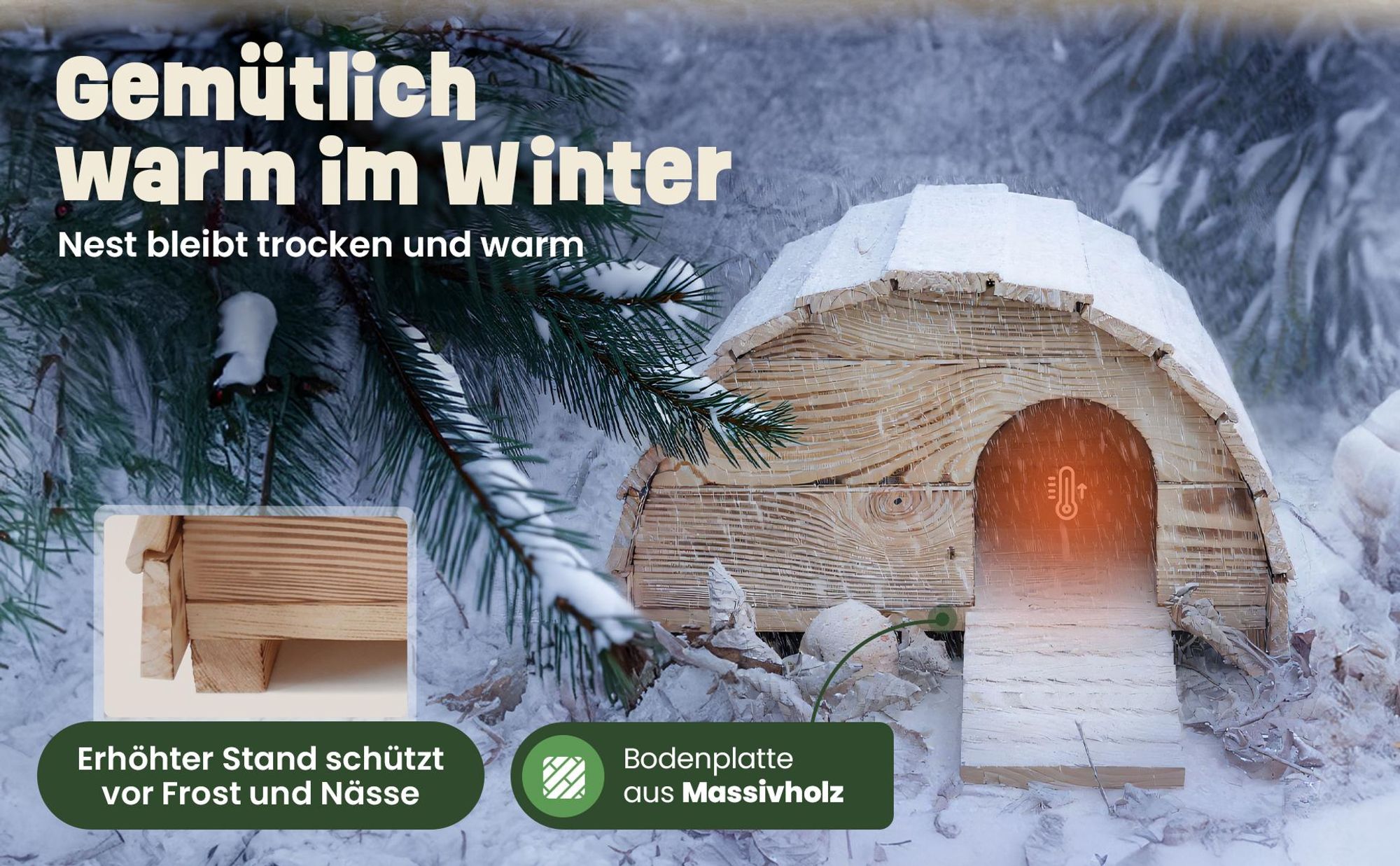 Igelhaus Igelhütte zooprinz Knut | Winterfest | Wetterfest | Geflammt | 40 x 25 x 35 cm | Igelrampe Labyrintheingang | Massivholz