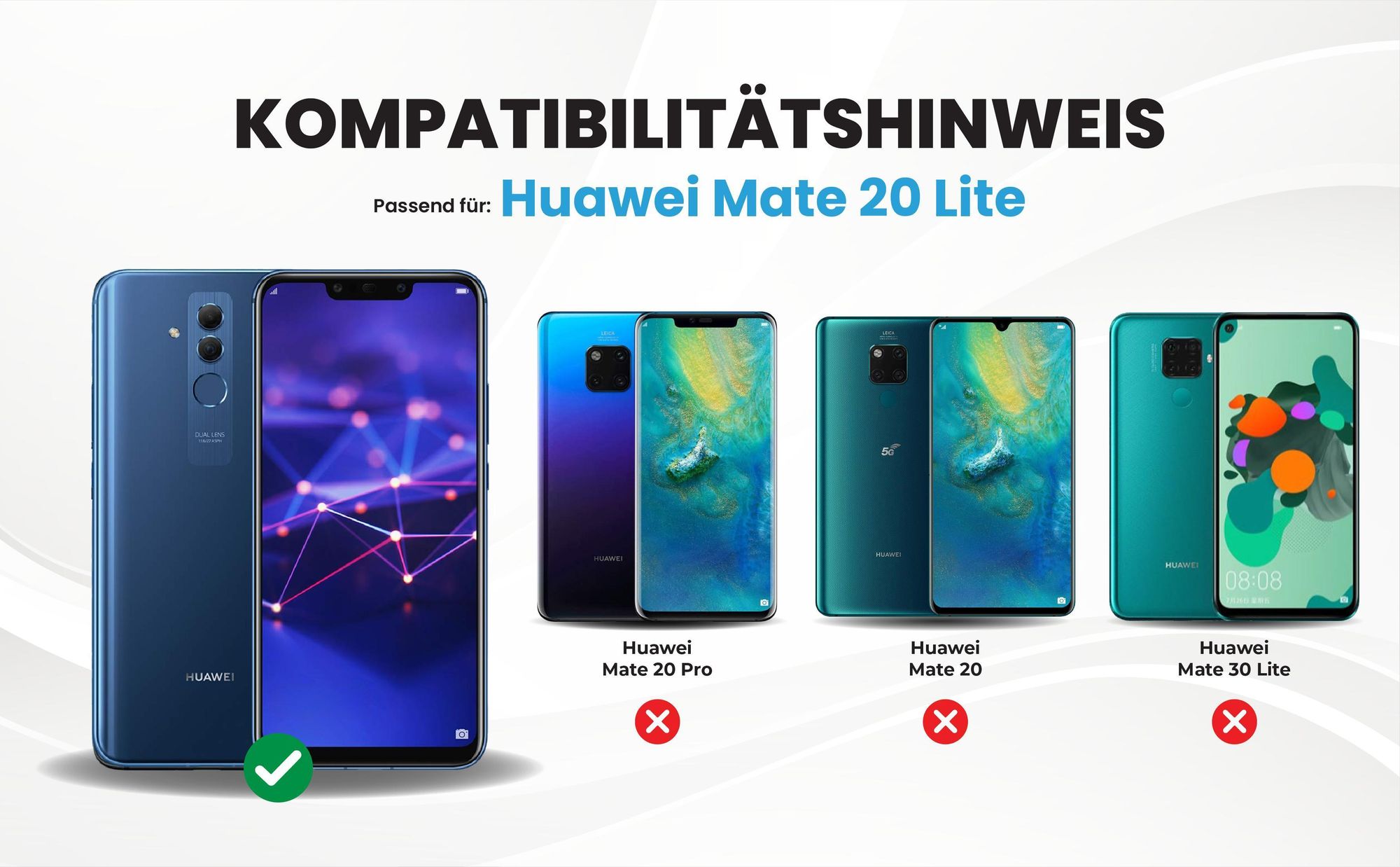 Kompatibilitätshinweise Hülle für Huawei Mate 20 Lite