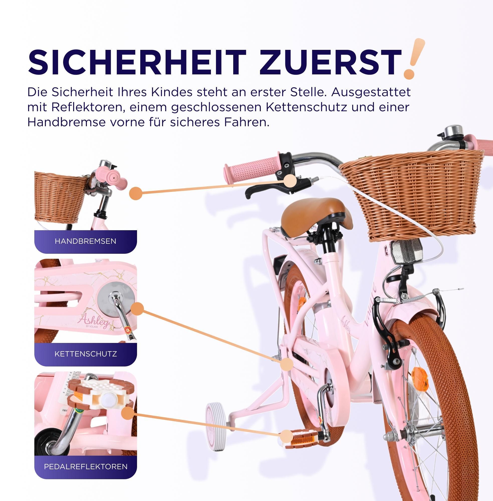 Volare Ashley Kinderfahrrad - Mädchen - 12 Zoll - Rosa