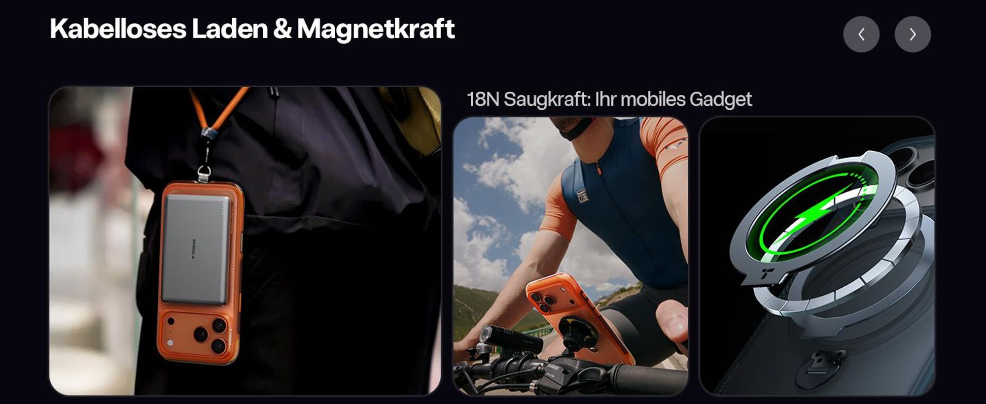 TORRAS für iPhone 17 Pro Max Hülle Ostand Q3 Air mit echtem Airbags Doppelter Schutz 360° Magnetischer Robust Ständer Matt Handyhülle mit Orange