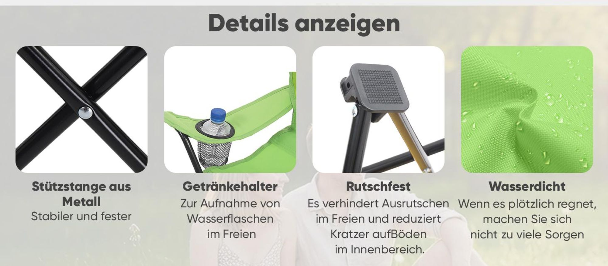 Sunula Kinder Campingstuhl mit Getränkehalter, Anglersessel Kinder Klappstuhl, Grün - Frosch