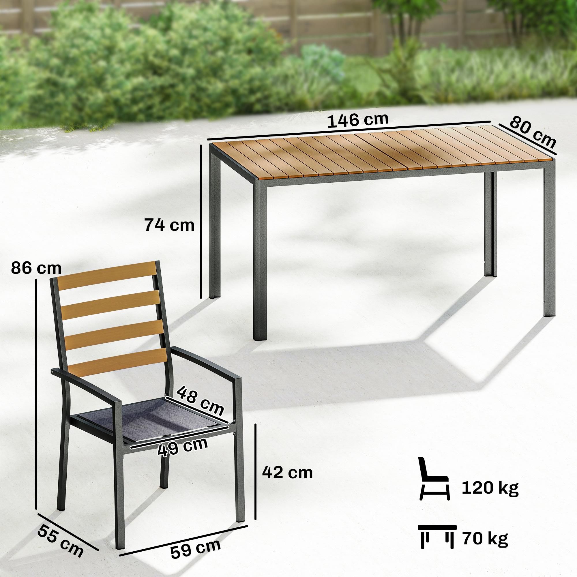 7-teilig Glastisch Terrassenmöbel Glas