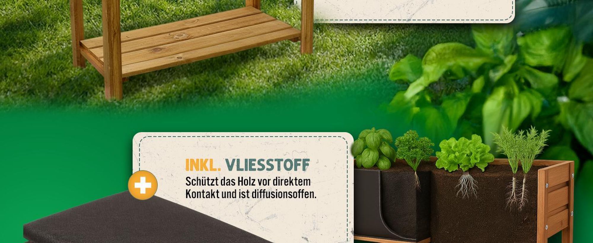 Fepro® Holz-Hochbeet 63L mit Ablage & Vlies – Blumenkasten wetterfest 80x75x36 cm, Pflanzkasten für Garten, Terrasse & Balkon