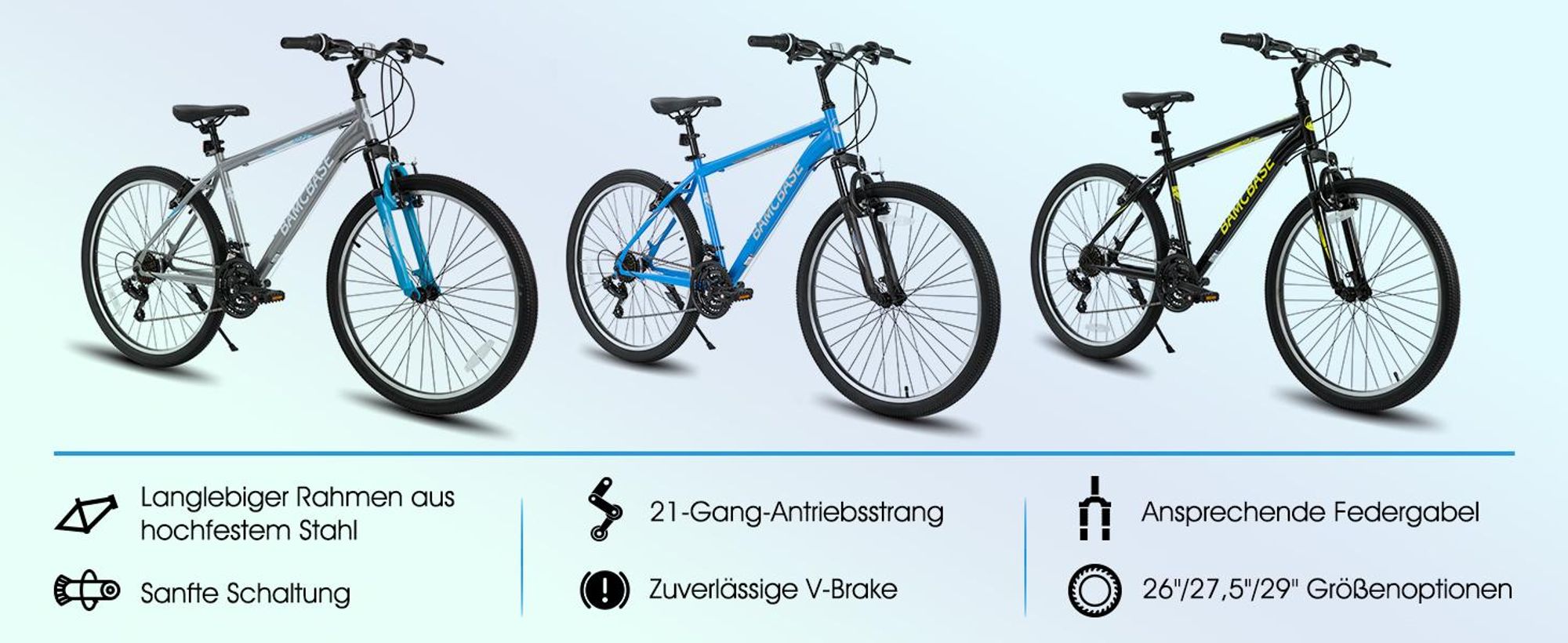 HILAND Mountainbike 27,5 Zoll MTB Herren Damen, mit 21 Gang Shimano, V-Bremse, Hardtail Fahrrad, Fahrräder für studentische Pendler, Blau