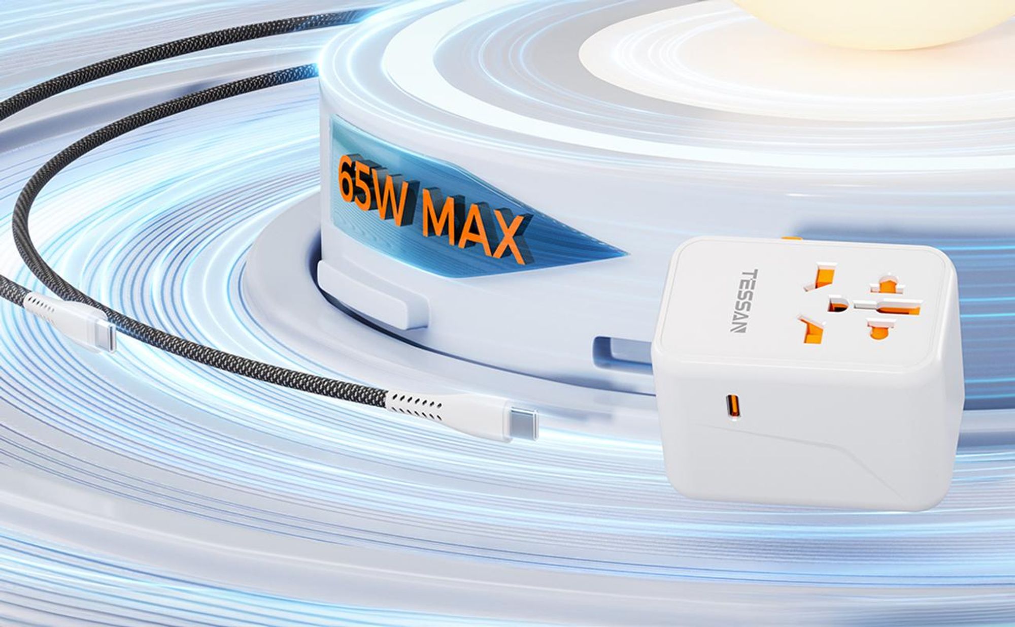 65W Reiseadapter Weltweit Universal Reisestecker mit 1 USB A 4 USB C Internationaler Steckdosenadapter für Deutschland USA England Australien