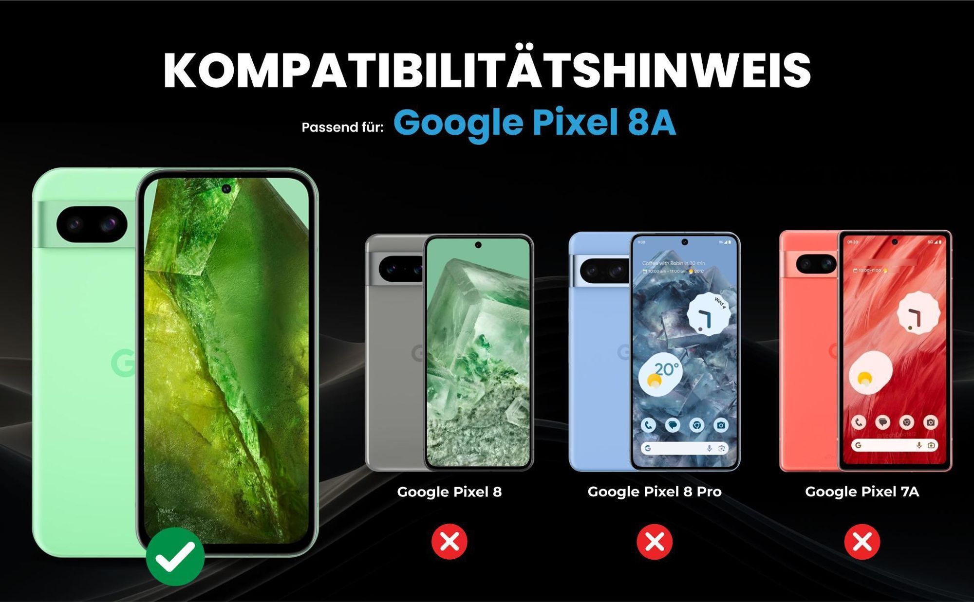 Kompatibilitätshinweise Hülle für Google Pixel 8a