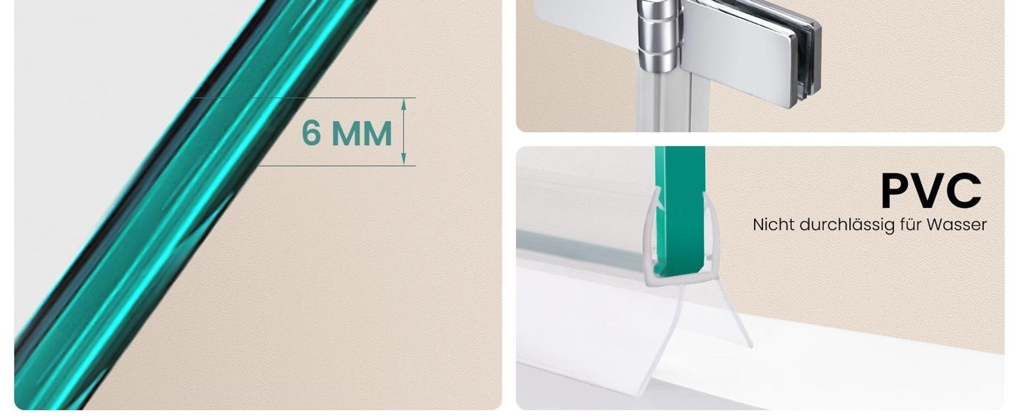 EMKE Duschabtrennungen 130x140cm, 3-teilige faltbare Badewannen-Duschwand mit NANO Easy-Clean-Beschichtung, Faltwand, 6 mm Sicherheitsglas