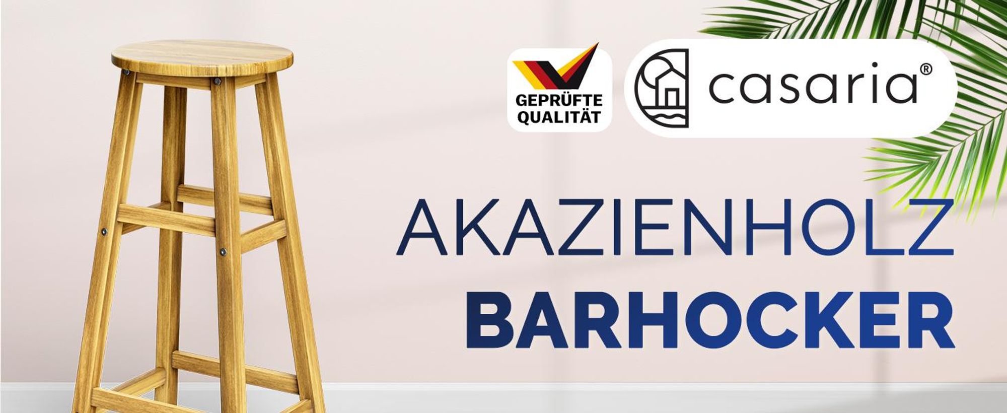 Set aus zwei Barhockern, Akazienholz, 34 cm x 34 cm x 76 cm