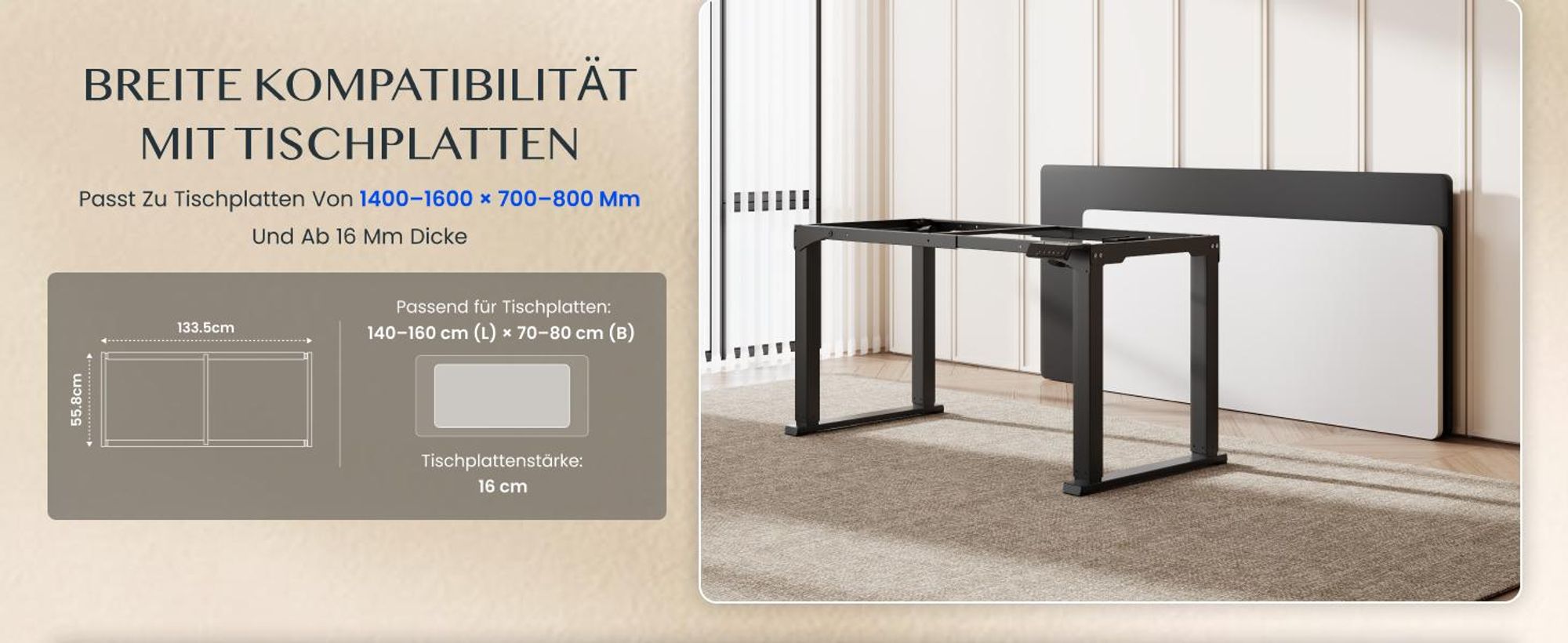 FLEXISPOT Höhenverstellbarer Schreibtisch Gestell elektrisch mit 4 Beinen, Dualmotor, 150KG Tragkraft, 4 Speicherplätzen für Büro und Zuhause, Schwarz