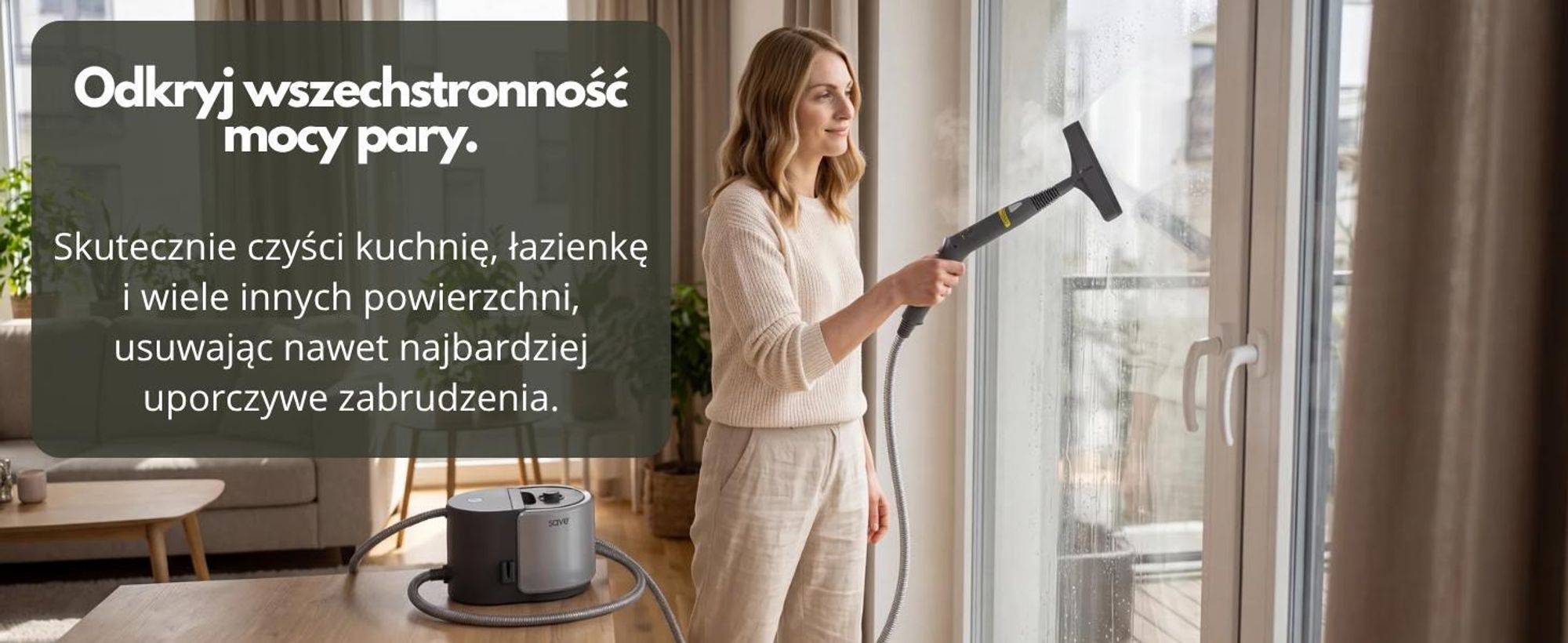 Mop Parowy myjka parowa MOCNA do podłóg okien płytek 2000 W zestaw do domu