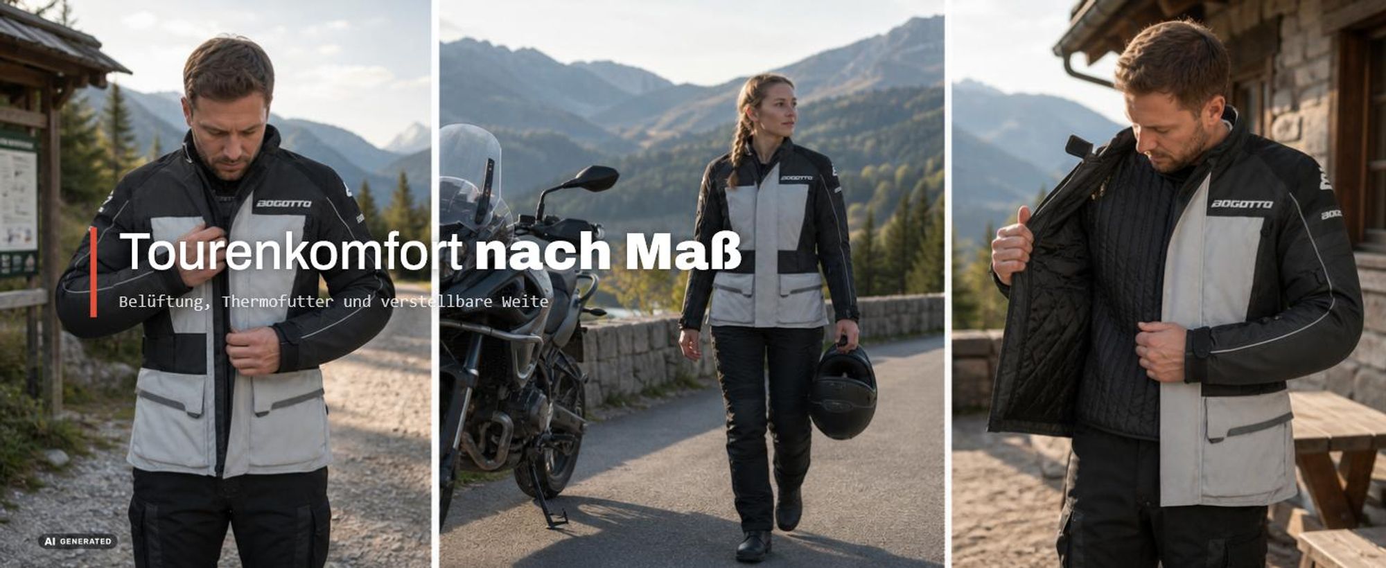 Bogotto Tampar Tour wasserdichte Damen Motorrad Textiljacke, schwarz/grau, L
