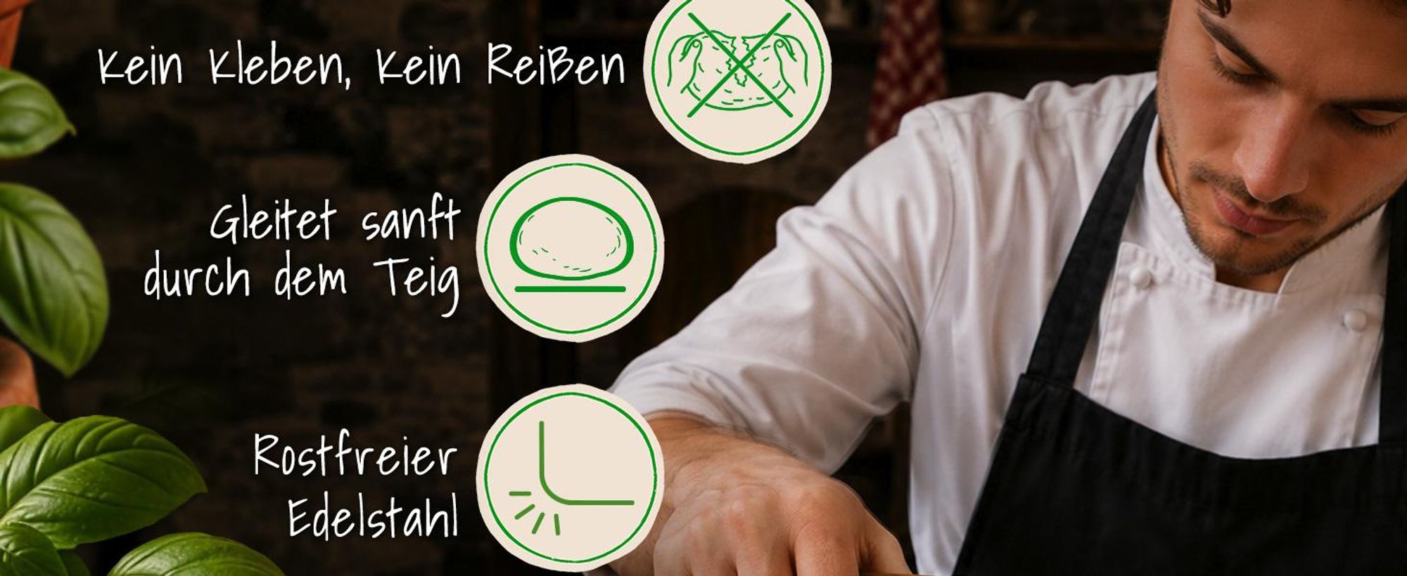 EDELFELD [Original] Teigkarte aus Edelstahl 18cm mit Holzgriff – Teigschneider zum Brotbacken – Langlebiger Teigspachtel zum Teilen & Formen von Teig