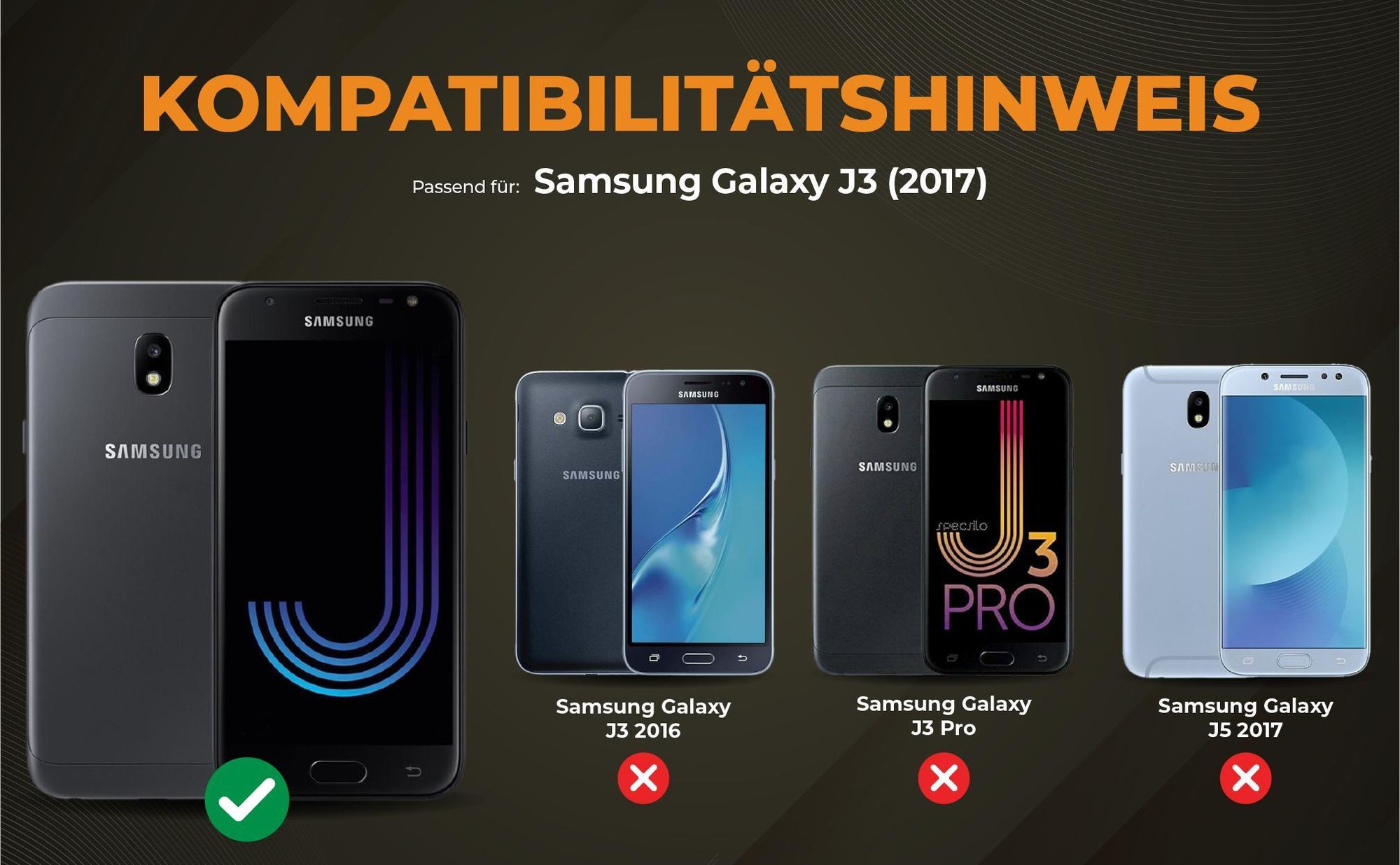 Kompatibilitätshinweise Hülle für Samsung Galaxy J3 2017