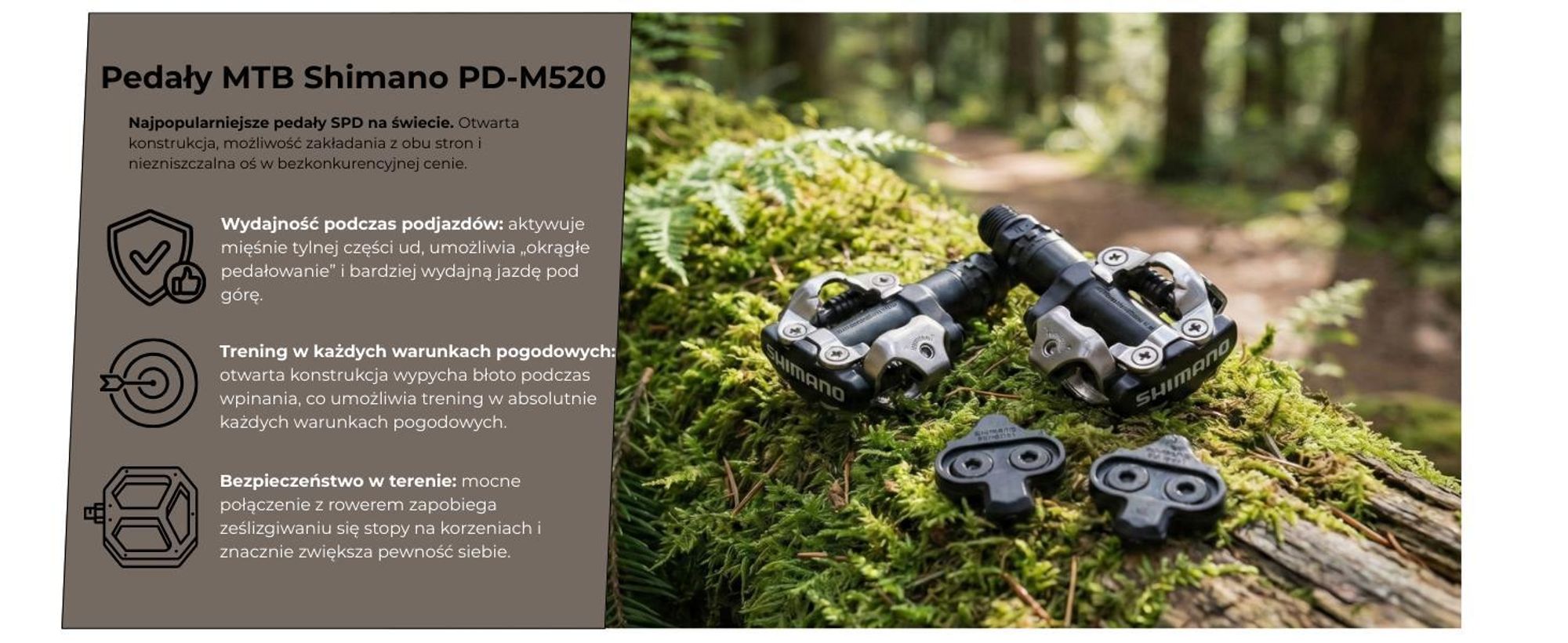 Shimano PD-M520-L, Czarny, 380 g, 2 szt.