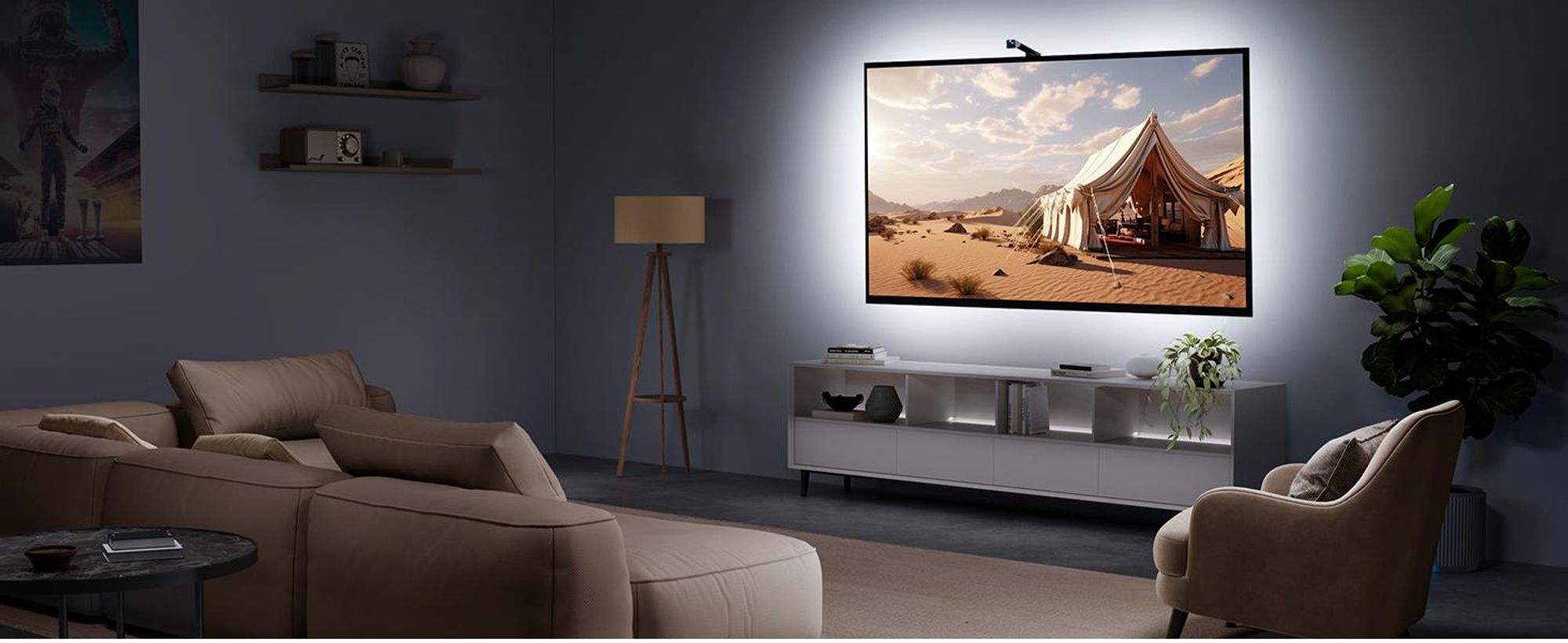 Govee TV Hintergrundbeleuchtung 3 Lite LED Strip mit Kamera, Sync für 55-65 Zoll TVs, Sprach- & APP-Steuerung