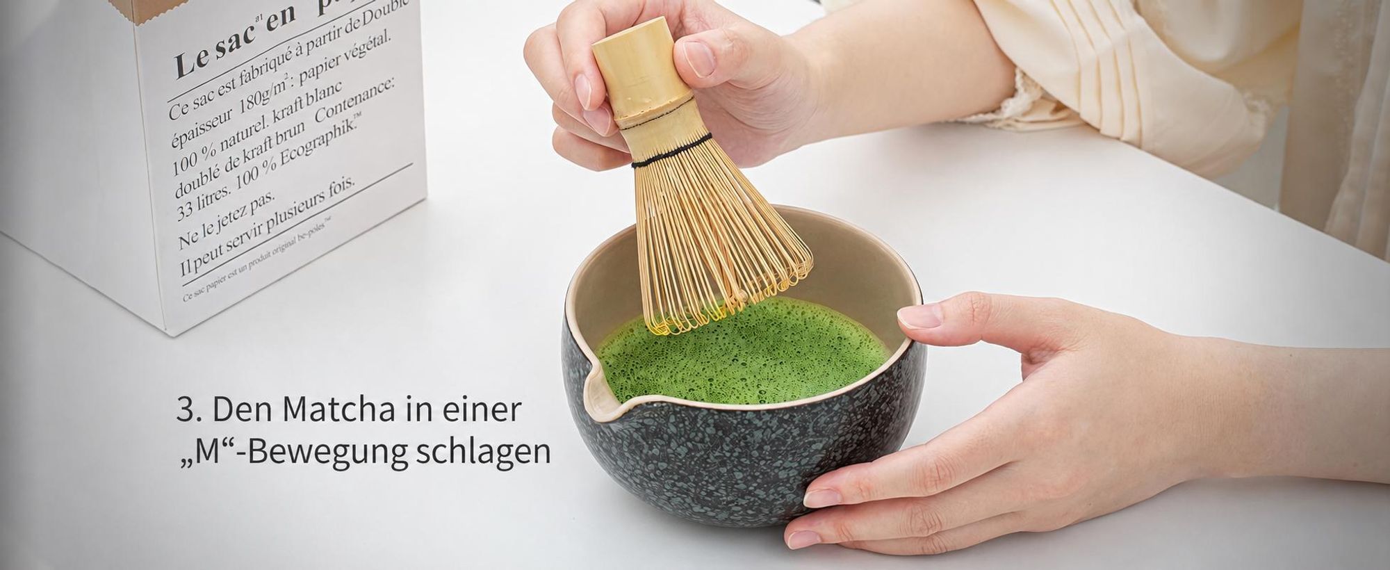 Matcha Set, 7-tlg. Komplettset, Matcha Schale mit Ausgießer, Bambus Besen, Zubehör für Matcha Zeremonie, Naturmaterialien, Geschenkidee
