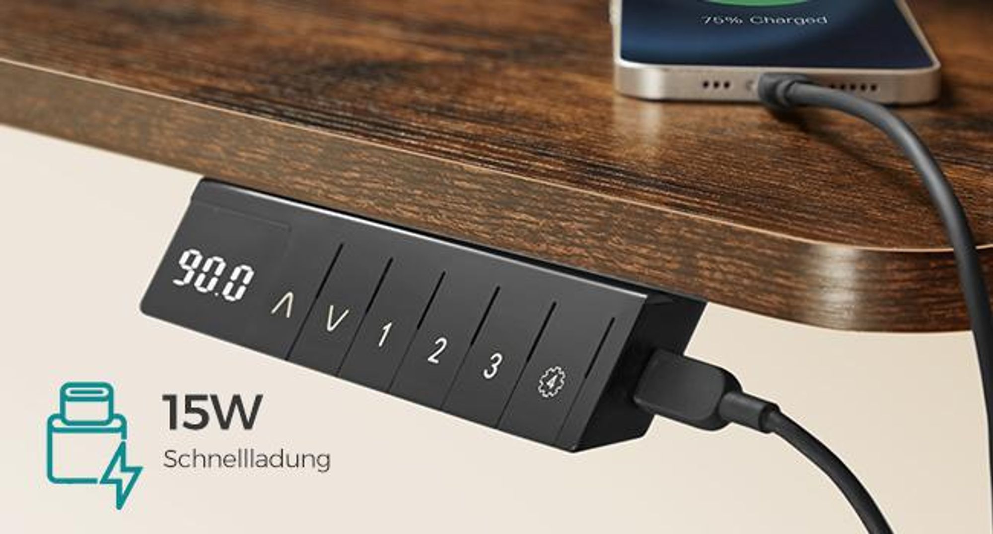 SONGMICS Höhenverstellbarer Schreibtisch elektrisch, USB-C-Anschluss, 180 cm, stufenlos verstellbar, Memory-Funktion mit 4 Höhen
