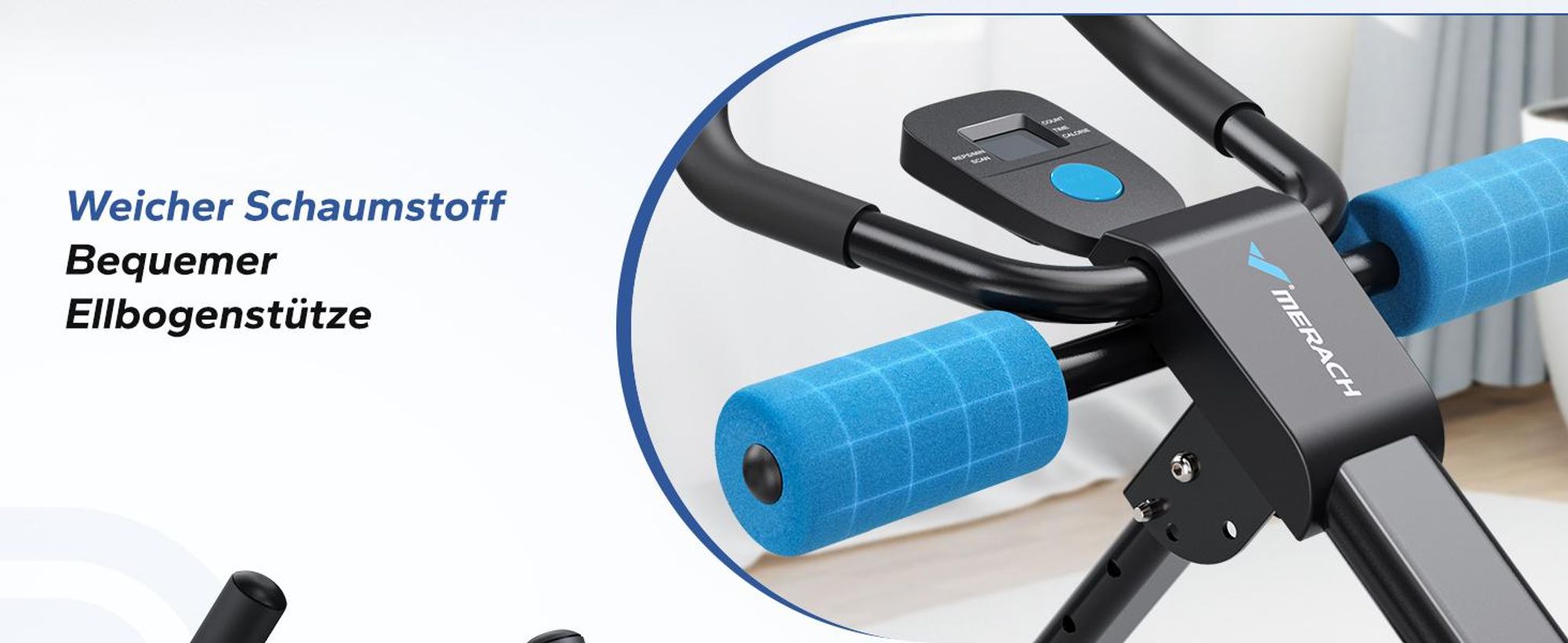 Multifunktionaler klappbarer Bauchmuskeltrainer – LCD-Display, 5 Höheneinstellungen & 2 Neigungswinkel, ergonomisch, bis 120 kg, Ganzkörpertraining