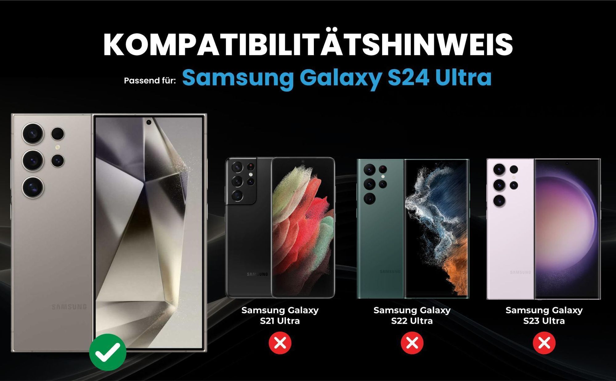 Kompatibilitätshinweise Hülle für Samsung Galaxy S24 Ultra