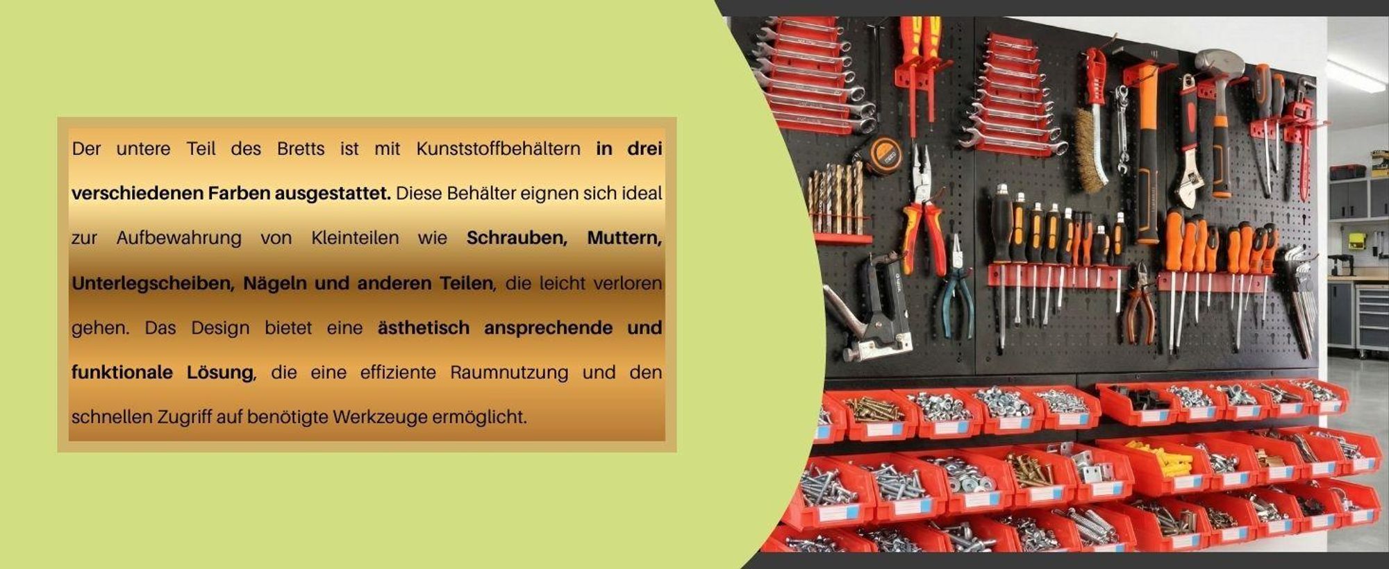 botle® Werkzeugwand Lochwand aus Metall, Stapelboxen + Wandregal + Werkzeughalter 114-tlg Set, Kleinteilelager, Wandwerkstatt mit 60 stapelbaren in 3 Farbe Behältern auch mit Deckeln, Hängeregal Sortierregal