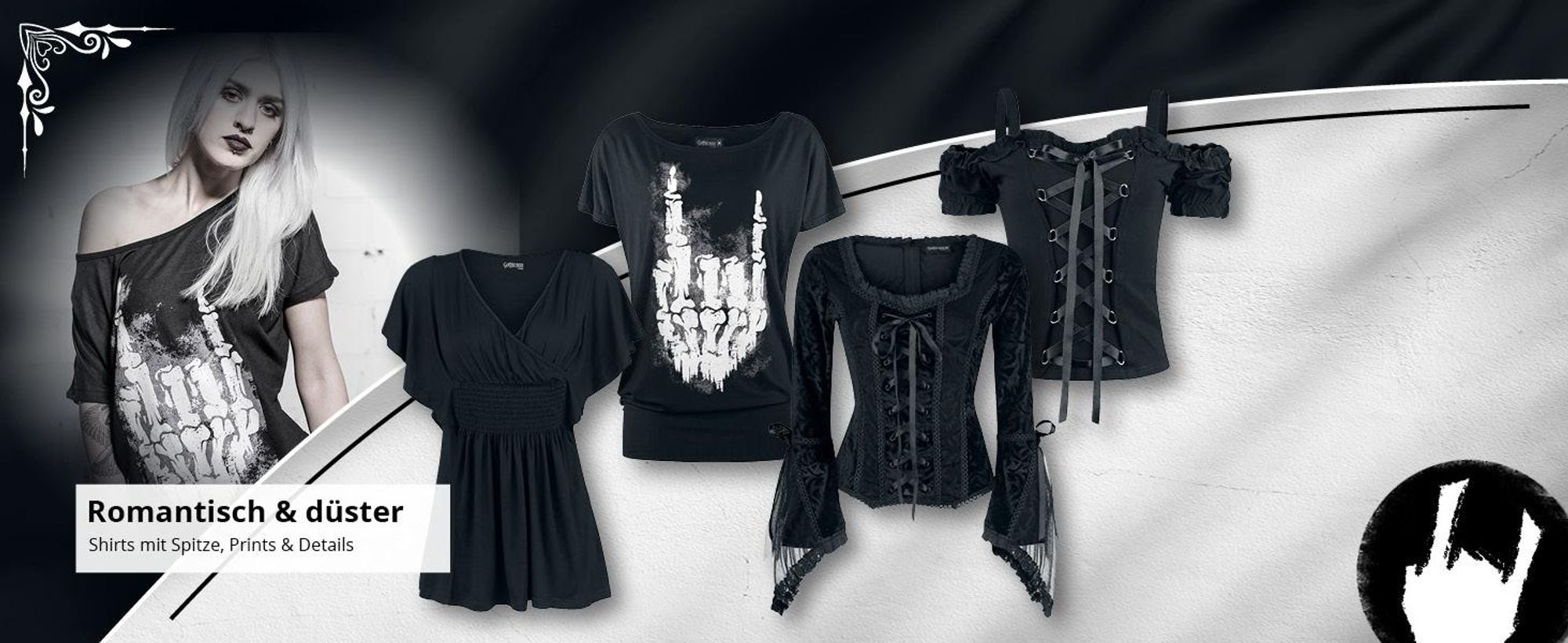 Gothicana by EMP Damen schwarze Netzhandschuhe fingerlos mit Daumenloch - sehr elastisch Standard