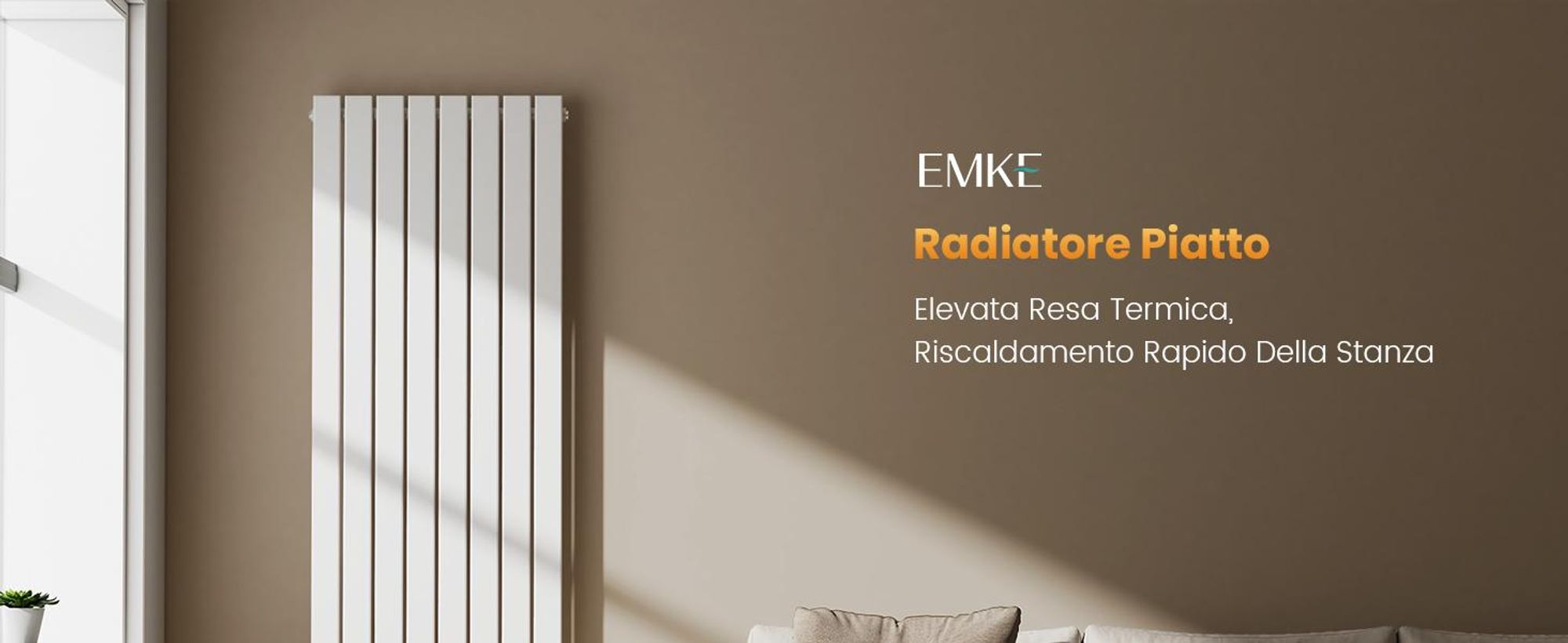 EMKE Radiatore Radiatore a pannello dal design verticale 1600x460mm Bianco Riscaldamento a singolo strato con attacco centrale piatto, 850W senza elemento riscaldante