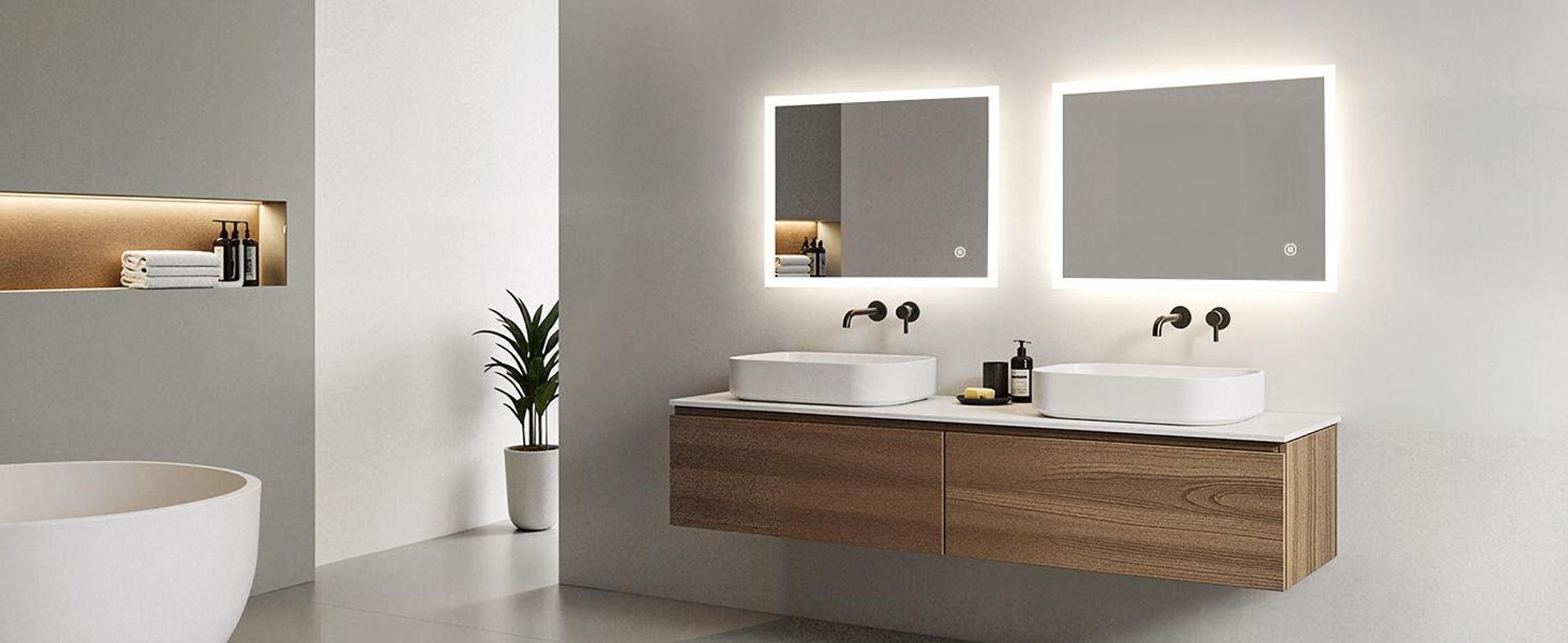 Heilmetz LED Badspiegel 50 x 70 cm Badezimmerspiegel Wandspiegel Lichtspiegel Kaltweiß 6500K Dimmbar Touch-Schalter Memory-Funktion