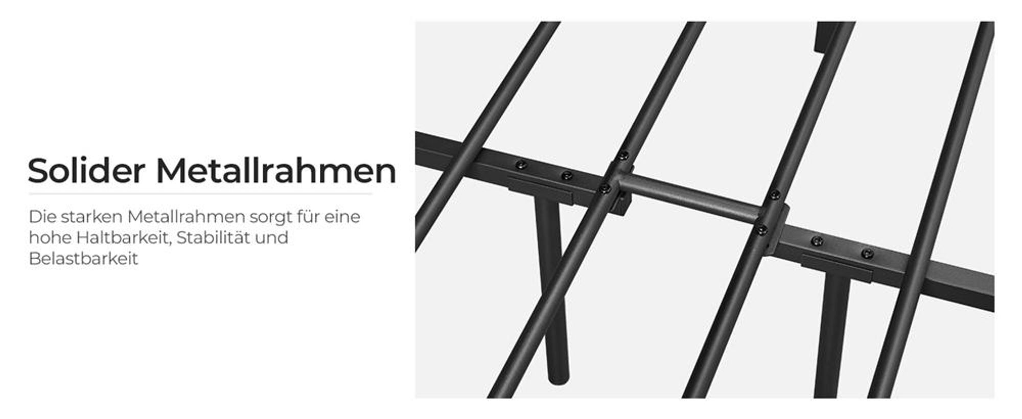 Yaheetech Metallbett Bettgestell 90 x 200 cm, Bettrahmen mit Flügelmuster Kopfteil, Schwarz