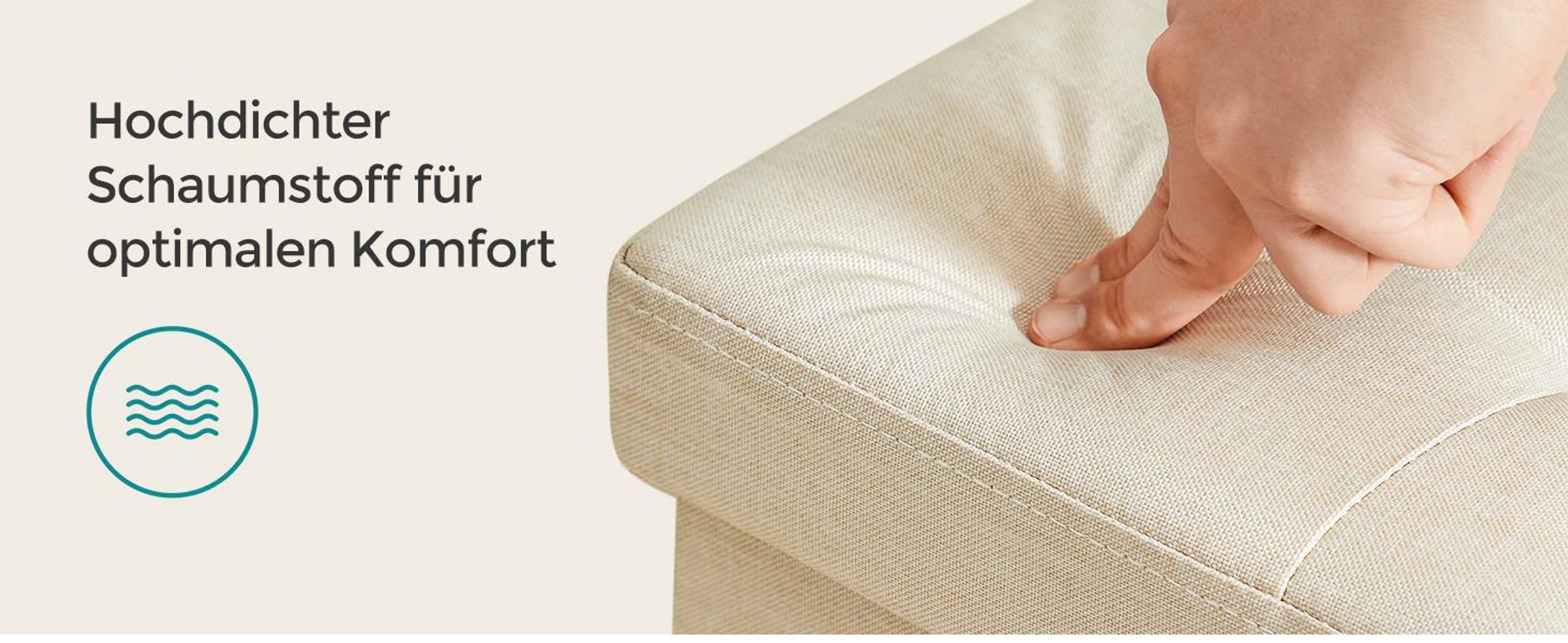 SONGMICS 110 cm Sitzbank mit Stauraum, klappbare Sitztruhe, Fußbank, beige