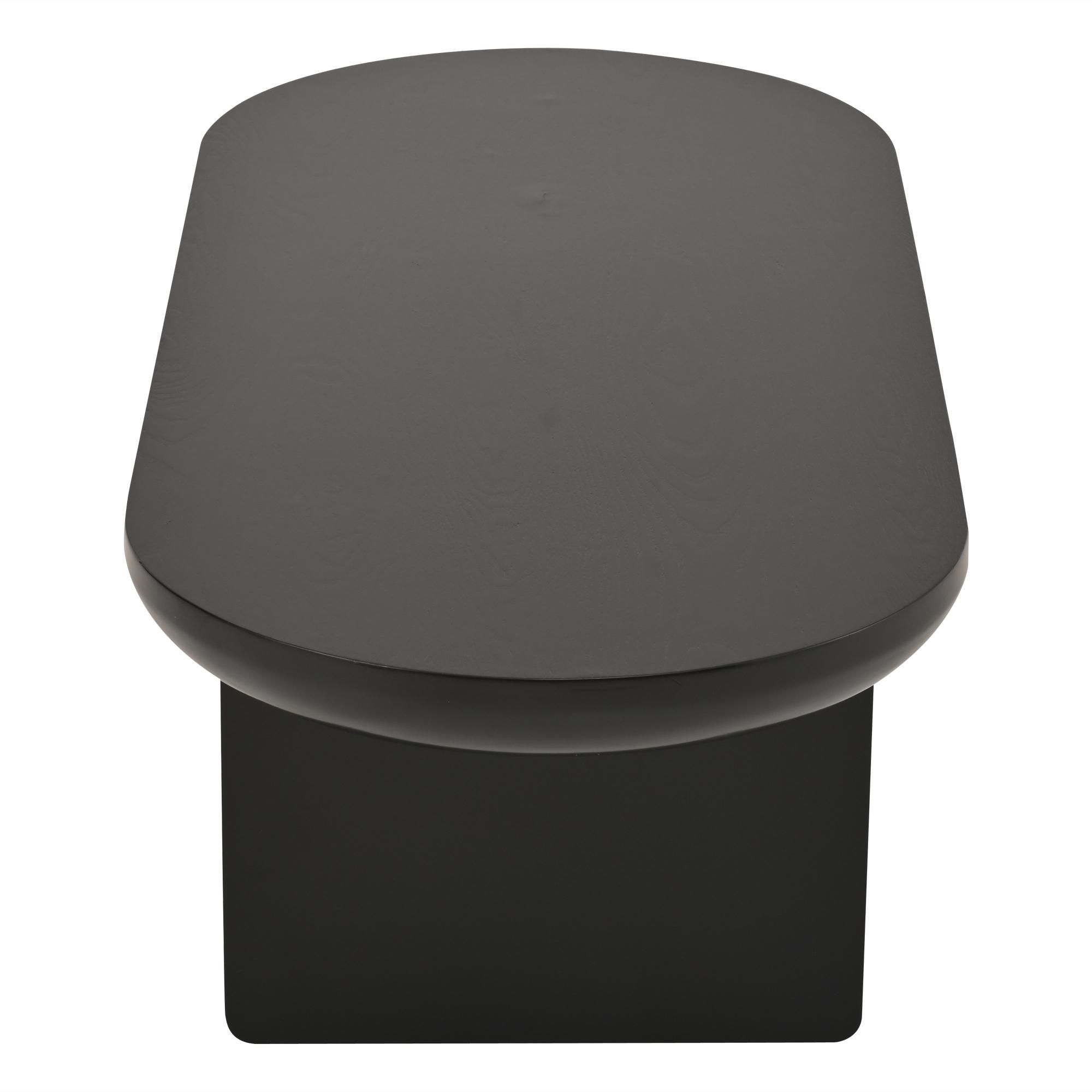 Merax Couchtisch oval 119,7cm aus MDF mit Sprühlack, Sofatisch modernes Design mit Blockbeine, pflegeleicht und stabil, ideal für kleine Wohnungen, schwarz