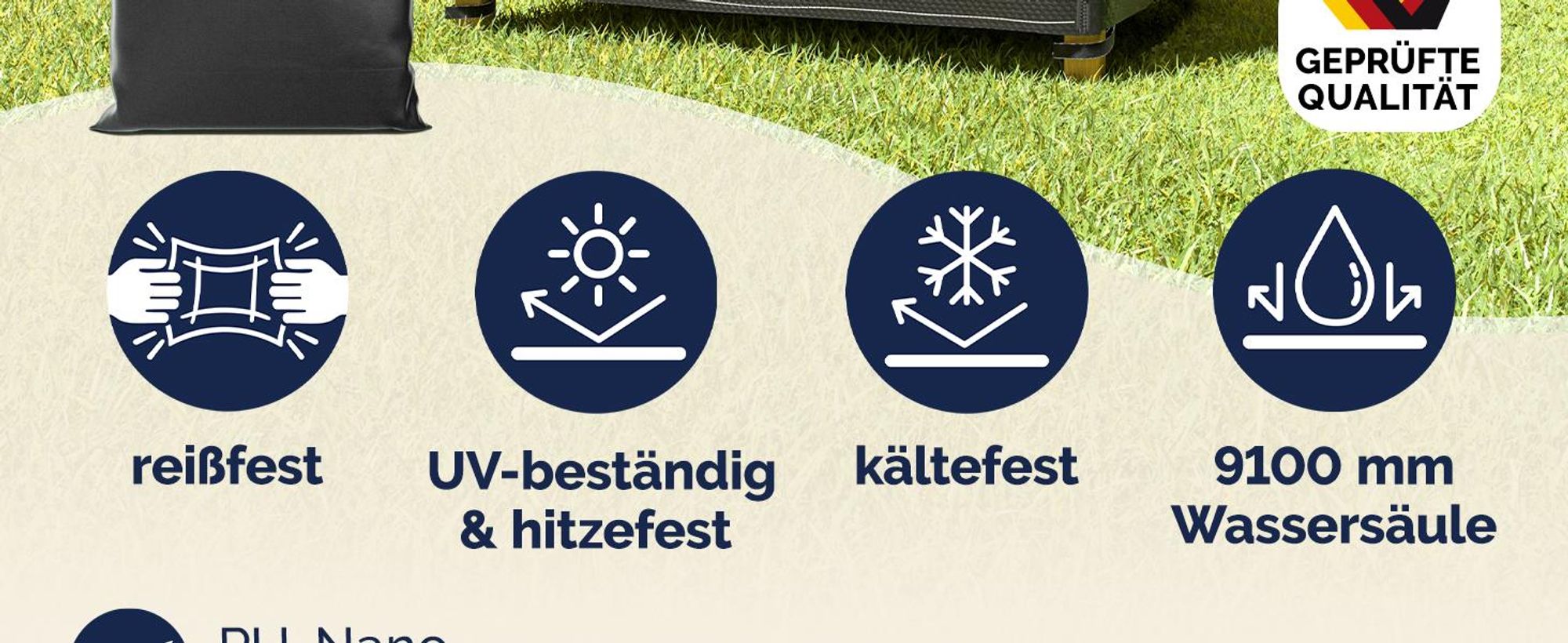 Kingsleeve® Strandkorb Schutzhülle Winterfest 135x105x175/140cm Strandkorbhülle Wasserdicht UV-Beständig Abdeckung Abdeckhaube für Strandkörbe