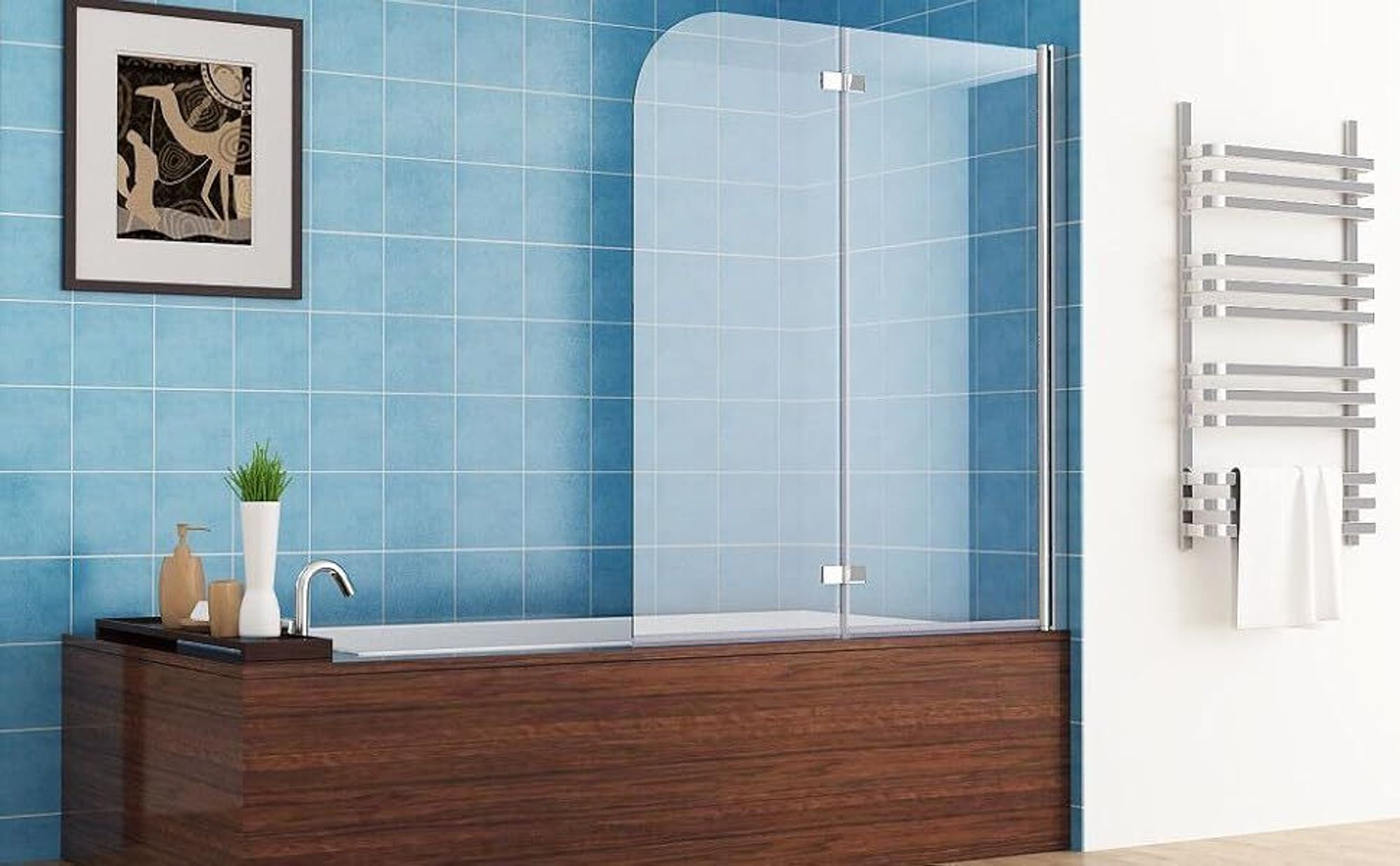 120 x 140 cm Badewannen 2 TLG. Faltwand Aufsatz 180° Duschwand Duschabtrennung Nano Glas DAY