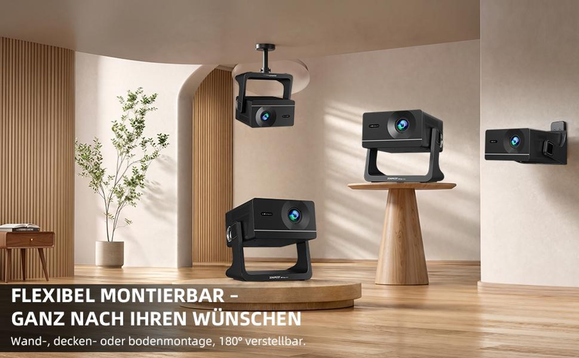 Beamer 4K, VIDAA OS, offiziell Netflix-, 1080P FHD,1400 ANSI, 2×10W Dual-Lautsprecher, Dolby Audio, KI-Autofokus & Auto-Trapezkorrektur