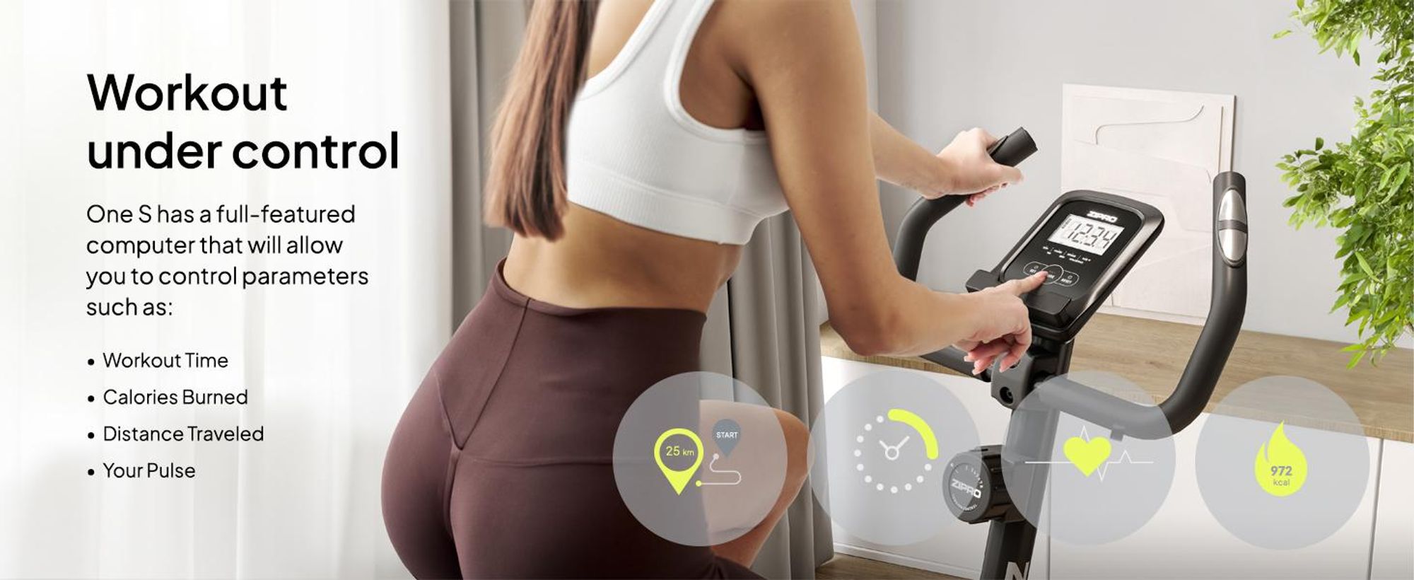 Zipro Domáce cvičebné kolo One S Gold – Kompaktné fitness kolo pre domáce použitie Tiché domáce cvičebné kolo s meraním pulzu, LCD počítačom a držiakom na tablet Design Edition