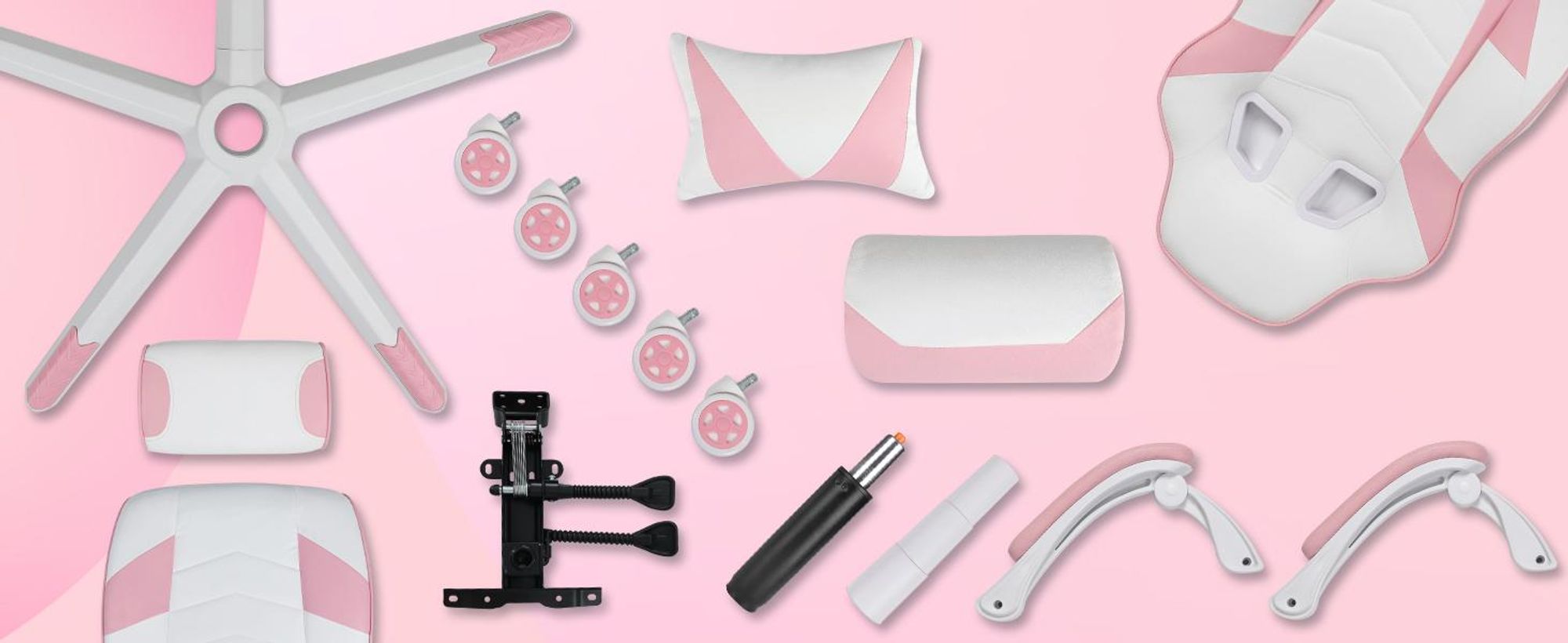 Puluomis Gaming Stuhl mit Massage und Fußstütze 150kg, Bürostuhl Ergonomisch Chefsessel Schreibtischstuhl Racing Stuhl Computerstuhl Rosa Pink Weiß