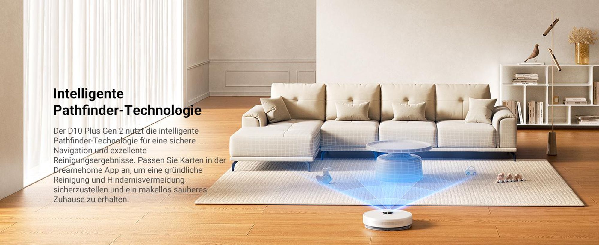 Dreame D10 Plus Gen2 Roboter Saugroboter mit Wischfunktion,Auto-Staubentleerung,LiDAR-Navigation,6000Pa Saugleistung für Teppiche und Tierhaare,285Min