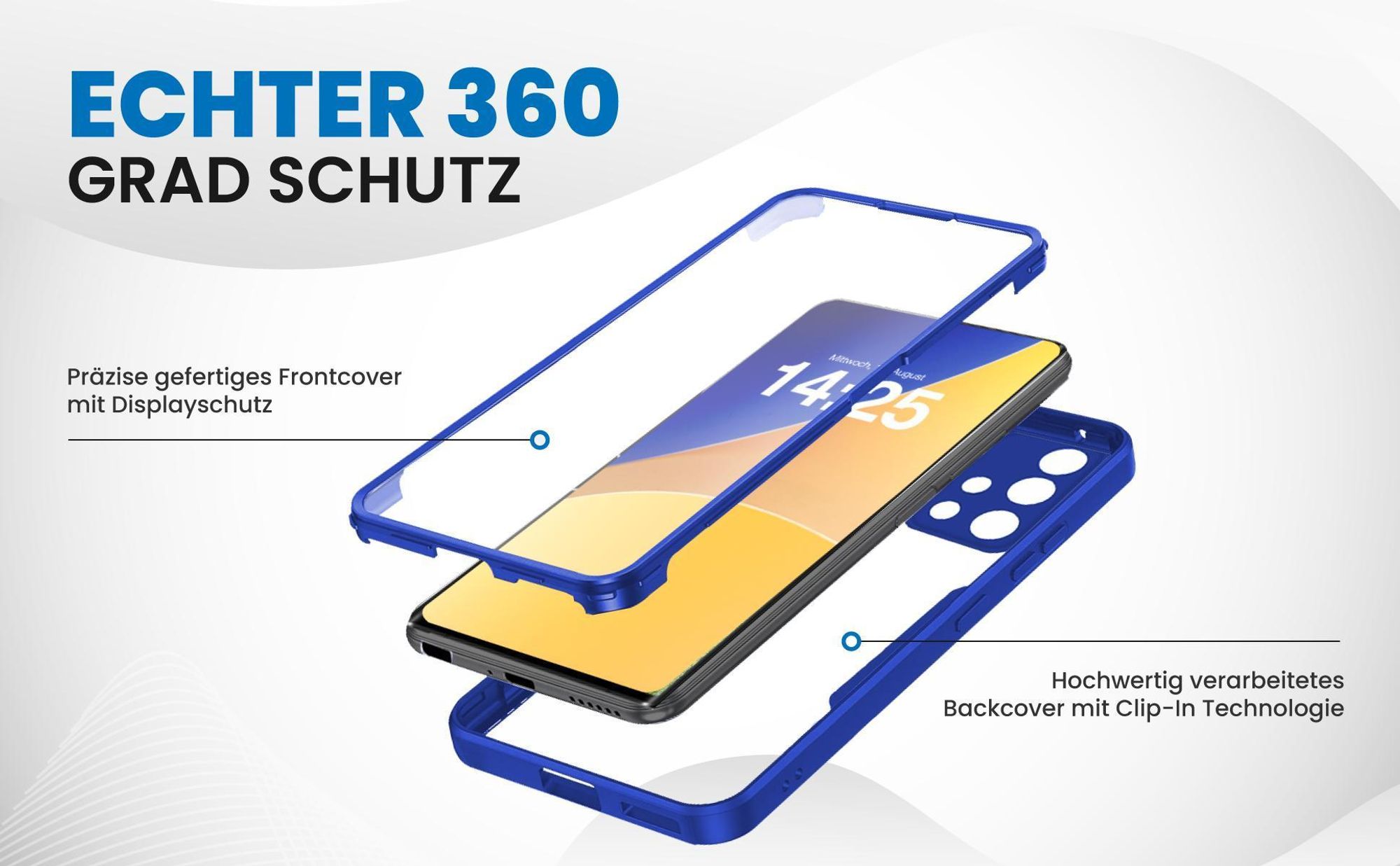 Blaues 360 Grad Case für Samsung Galaxy A51 mit Schutz von beiden Seiten
