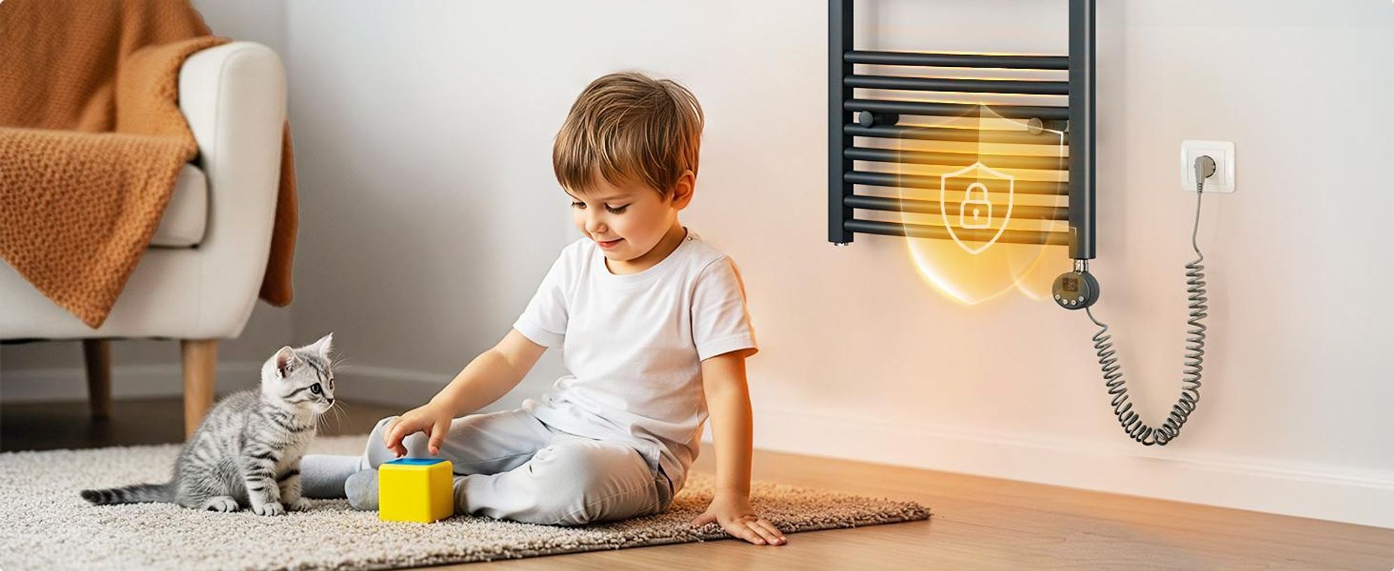 EMKE Radiateur électrique de salle de bain 140 x 60 cm 600 W anthracite Radiateur sèche-serviettes courbéWi-Fi Thermostat intelligent Sèche-serviettes
