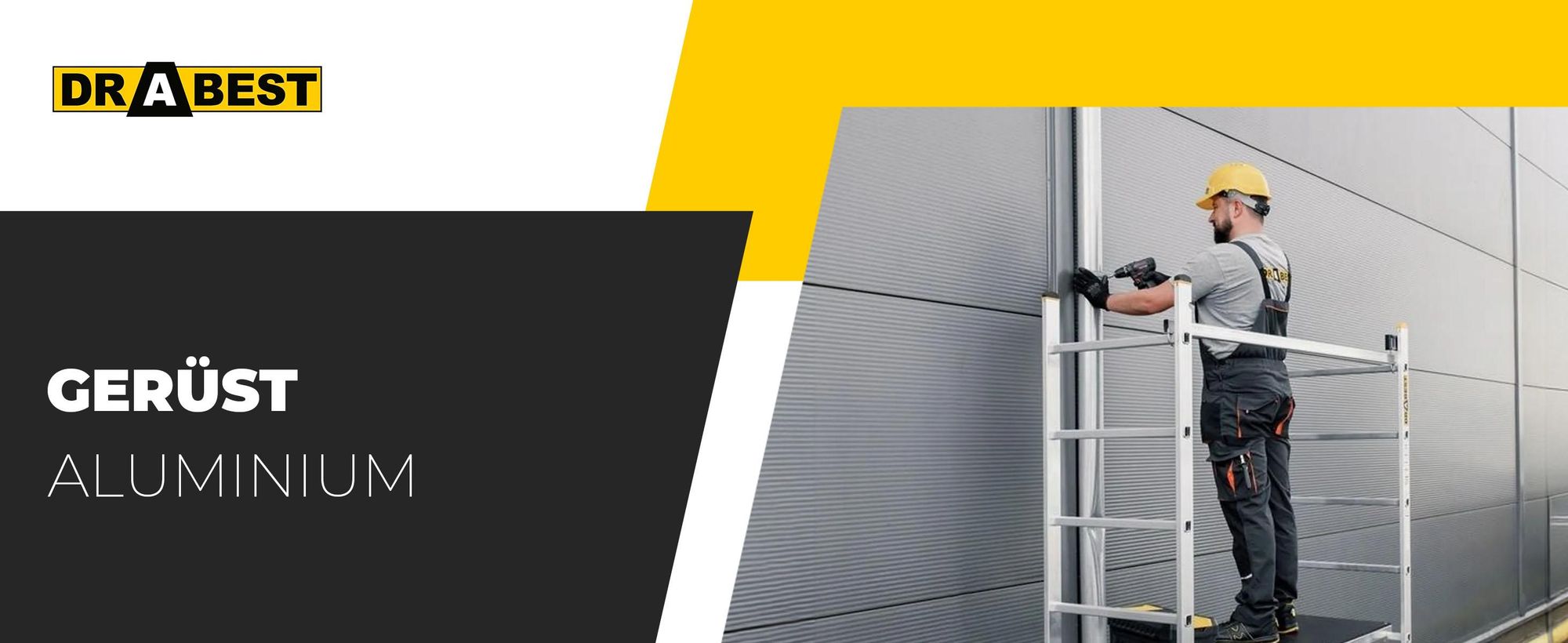 Drabest | Aluminiumgerüst - Aluminiumgerüst 2X7 - Leitergerüst - Tragfähigkeit der Plattform: 150 kg - Abmessungen der Plattform 46X150 CM