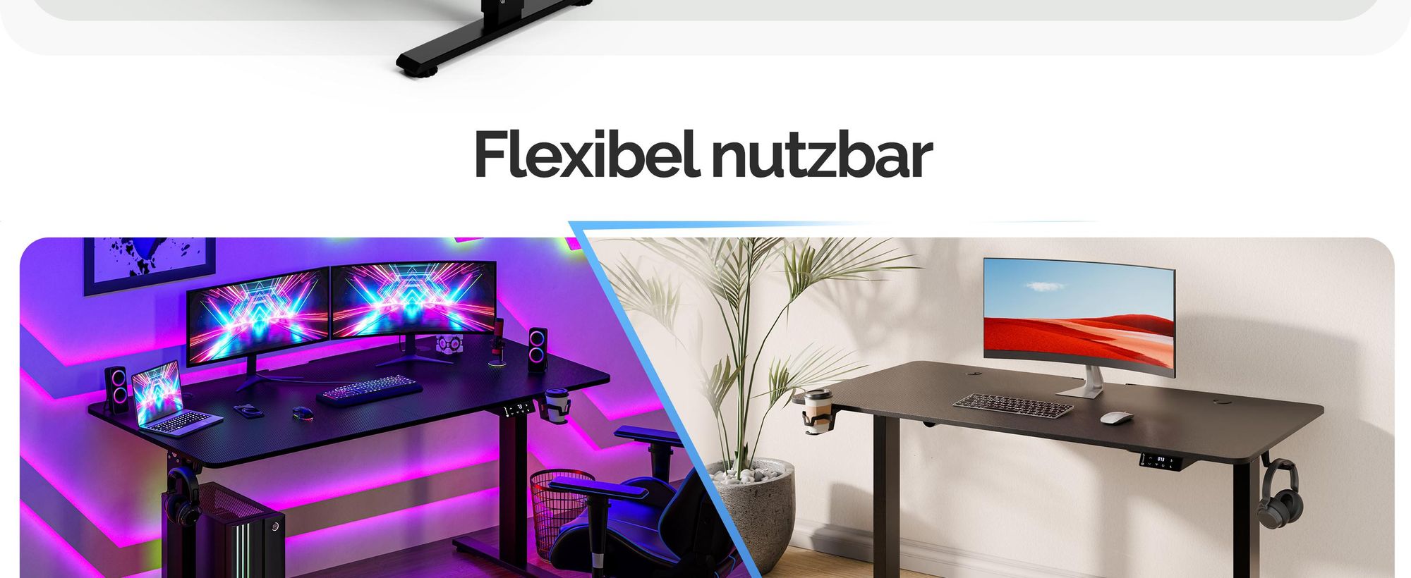 CASARIA® Höhenverstellbarer Schreibtisch 140cm Schwarz Gestell Tischplatte Gaming Tisch LCD Display Memoryfunktion Elektrisch mit Zubehör Computertisch Büro