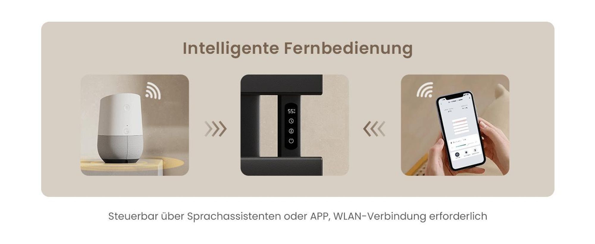 EMKE Handtuchwärmer elektrisch Intelligente Badheizkörper, 1000X500mm 320W Recht Anschluss Handtuchheizkörper Wifi APP Steurung Touch LCD Timer 1-9H, IPX5 Schwarz
