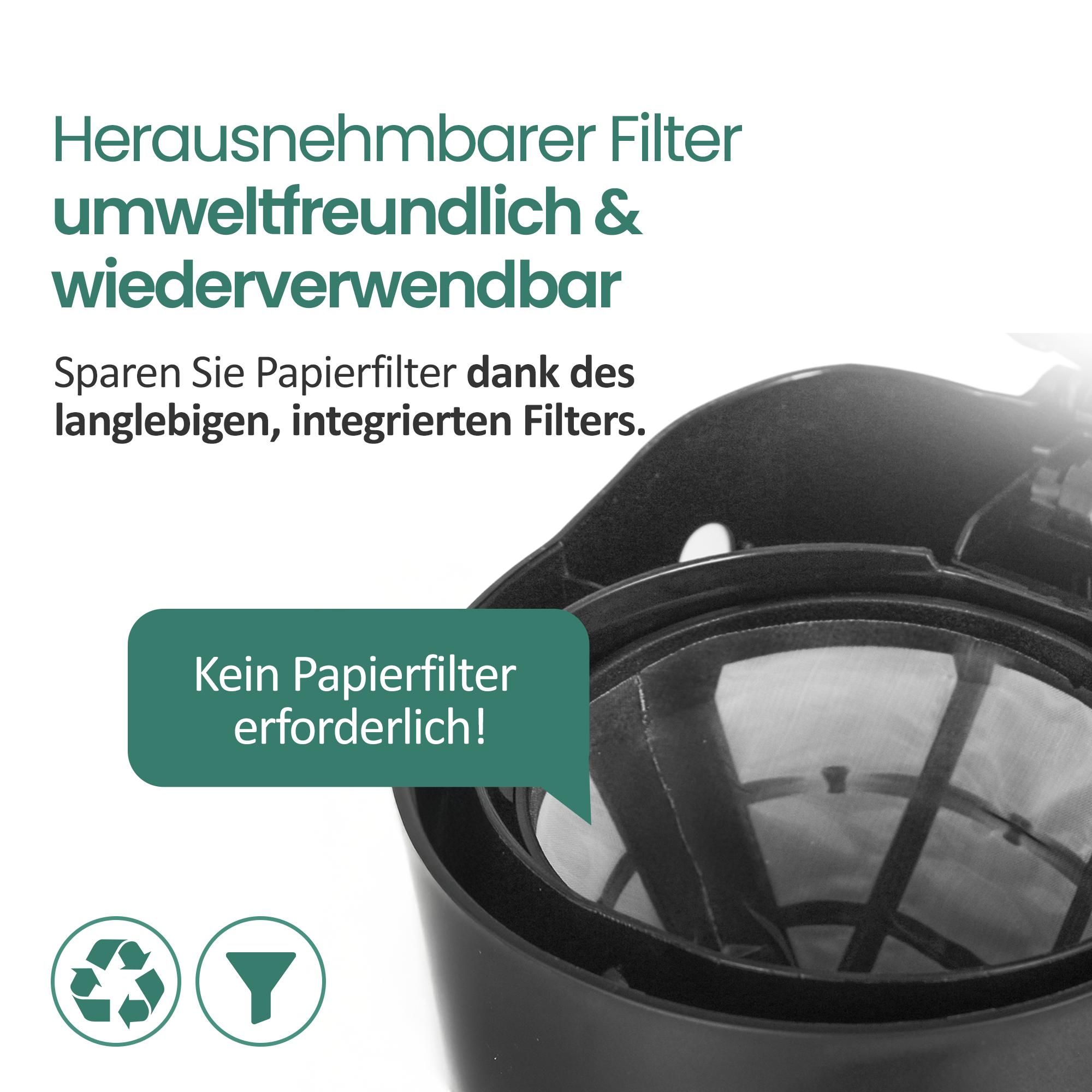 Emerio Kaffeemaschine mit Glaskanne – 5 Tassen – 0,6 L Filterkaffee – Camping – herausnehmbarer Filter – Tropf-Stopp-System – 600 W – CME-116801