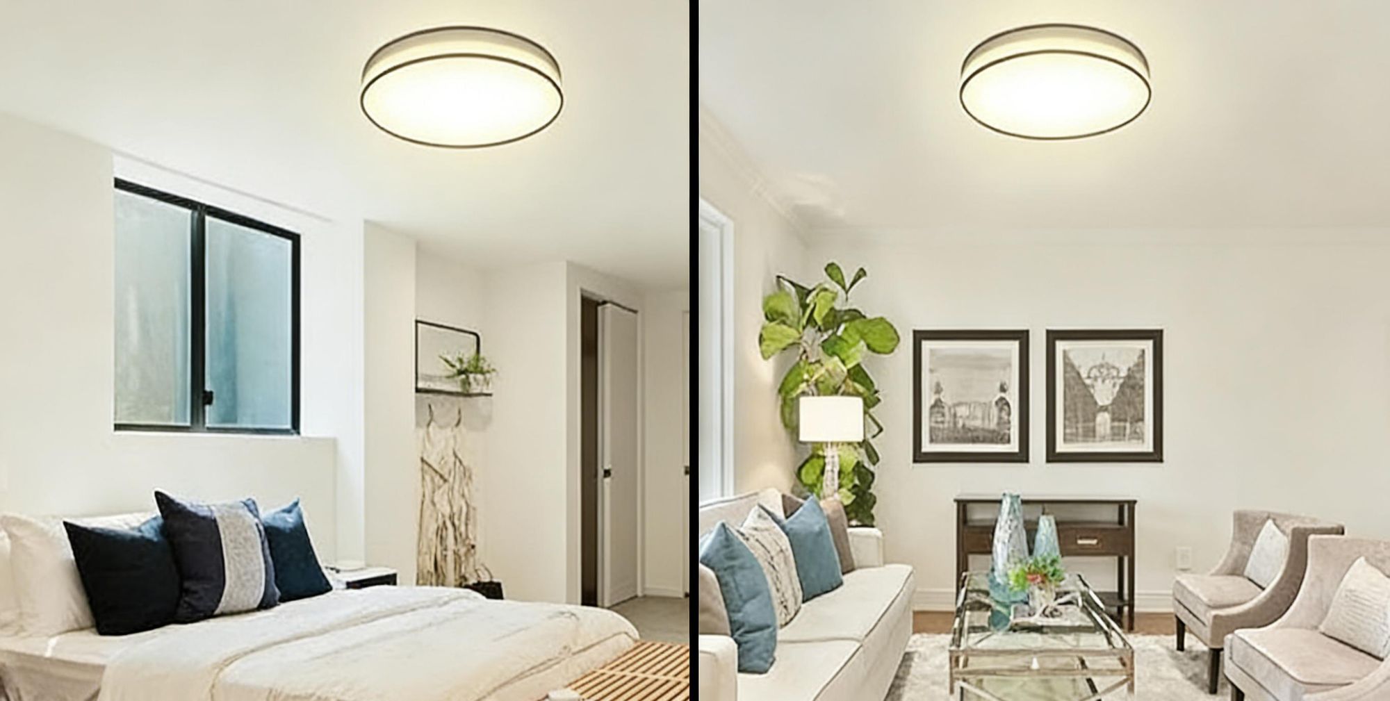 ZMH lampa sufitowa LED lampa sufitowa do salonu ściemnialna z pilotem Biała lampa do sypialni z tkaniny Okrągła lampa z kloszem z tkaniny Sypialnia Nowoczesna