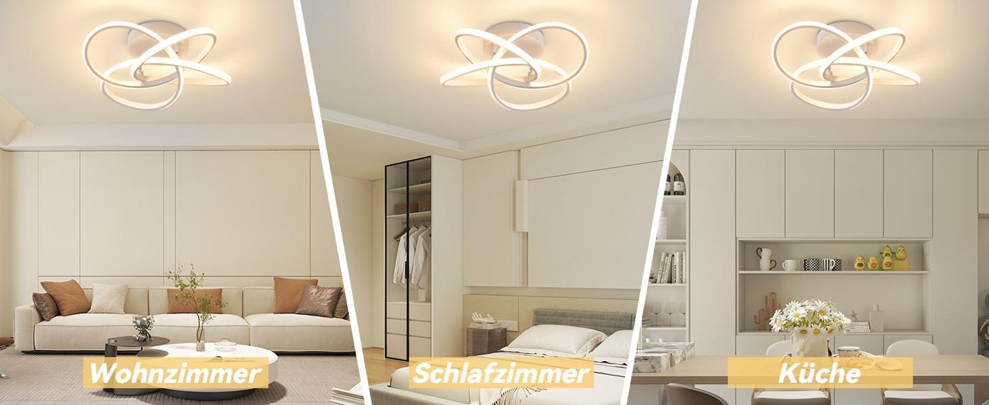 ZMH Plafonnier LED Chambre à coucher 46W Lampe de chambre à coucher Dimmable avec télécommande Moderne Fleur à quatre pétales Design Lampe de couloir Blanc Salon Lampes de plafond pour bureau Chambre d'enfant Couloir