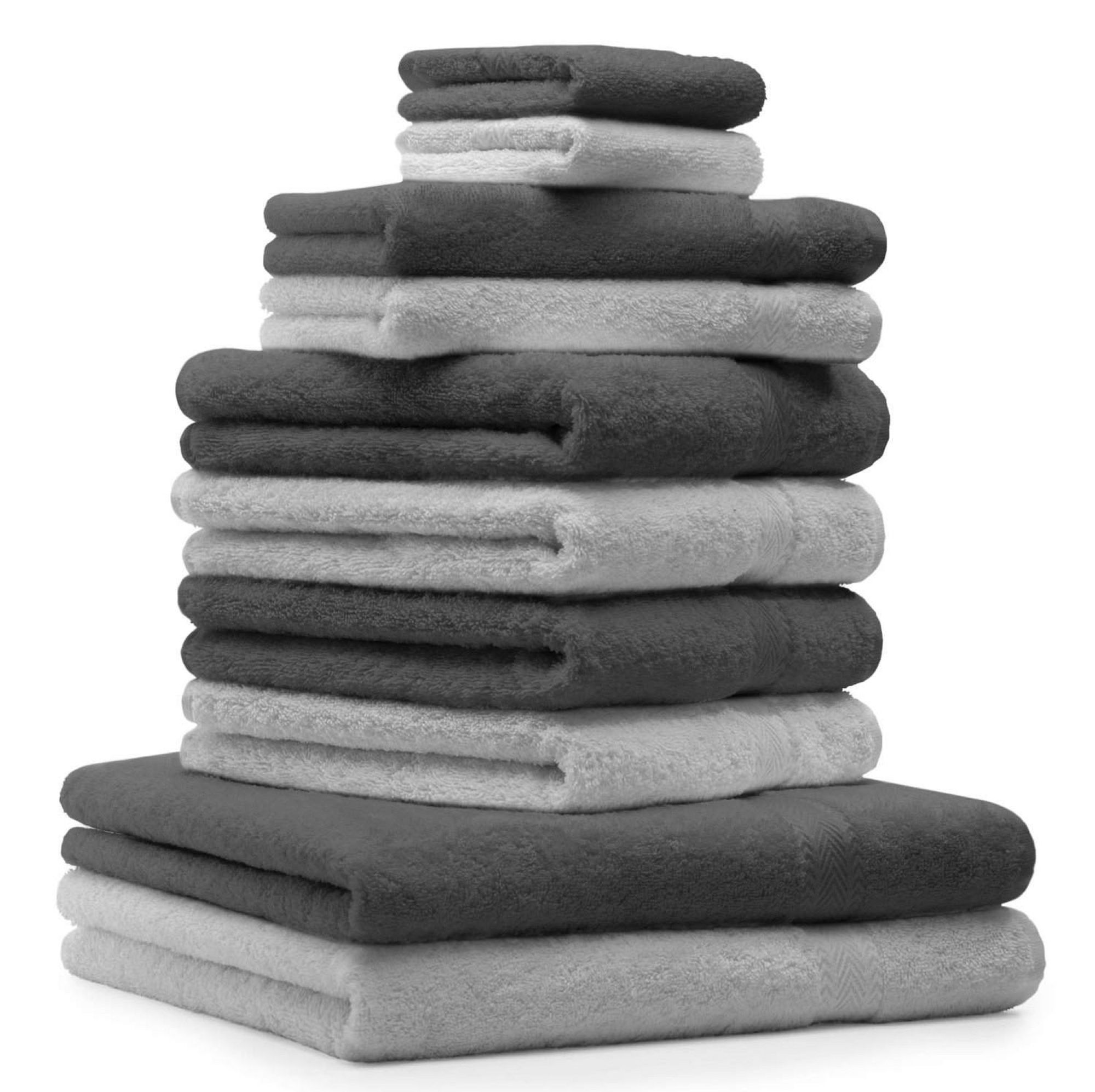 Betz 10-tlg. Handtuch-Set PREMIUM CLASSIC  in silber und anthrazit