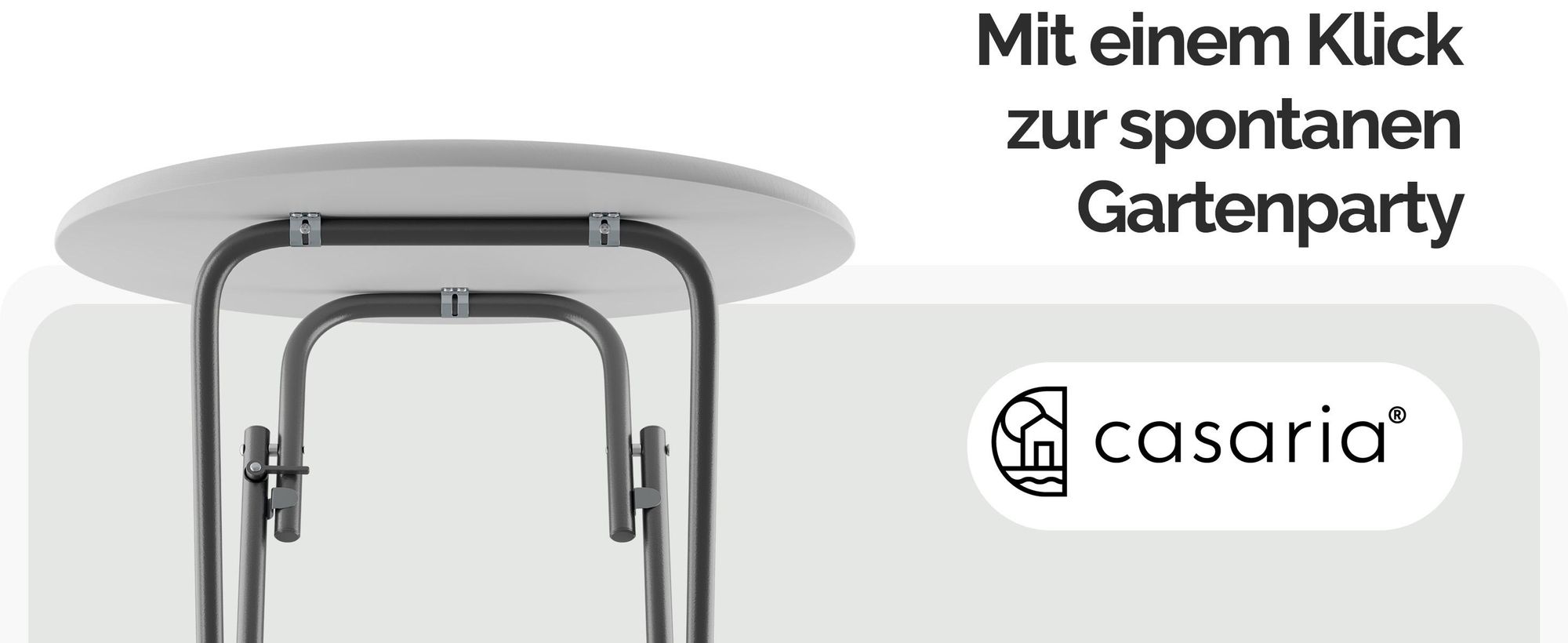 Klappbarer runder Stehtisch Ø 60cm, Höhe 110,5cm, weiß Holzoptik, rutschfeste Standfüße