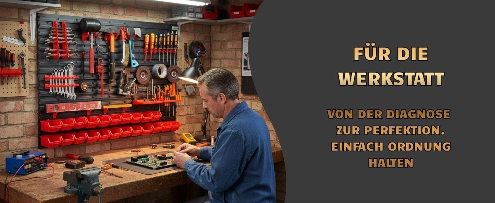 Werkzeugwand Wandregal mit 116x78cm Abmessungen Behälter 23 tlg.  Set im Schwarz/Rot Werkzeughalter Werkstattregal aus Kunststoff Lagersystem Schüttenregal Extra Starke Regal Erweiterbar Lagerregal