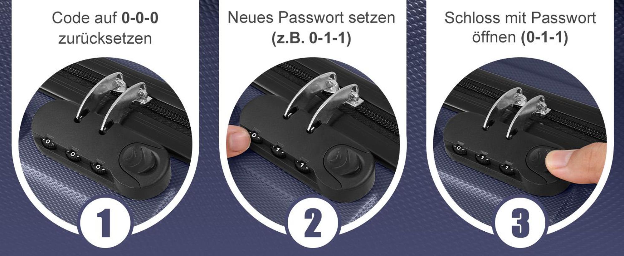 FCH Hartschalenkoffer Reisekoffer-Set Koffer-Set Trolley-Set 5 Stk. mit Längsstreifen ABS, Dunkelblau