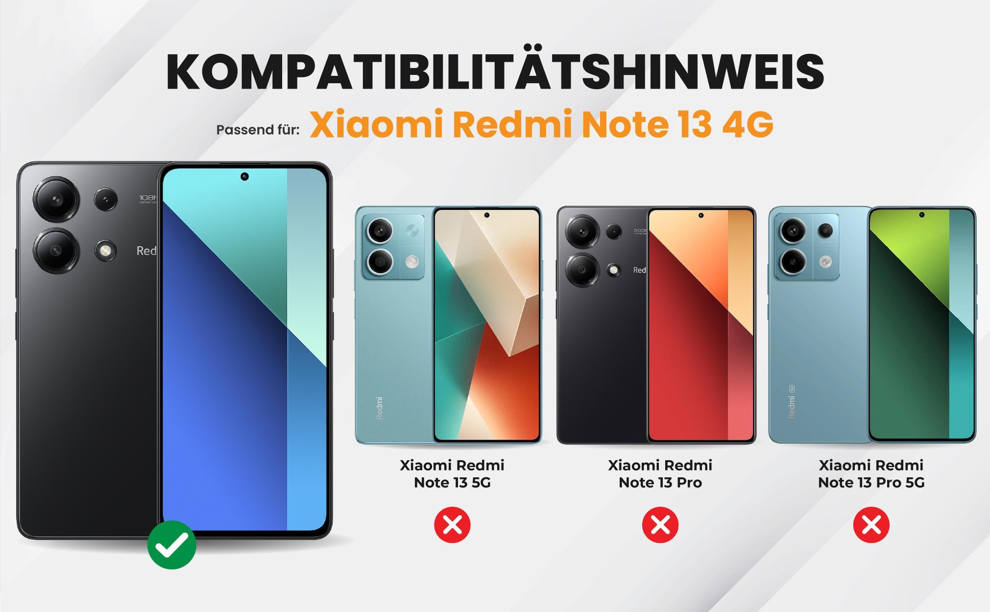 Kompatibilitätshinweise Hülle für Xiaomi Redmi Note 13