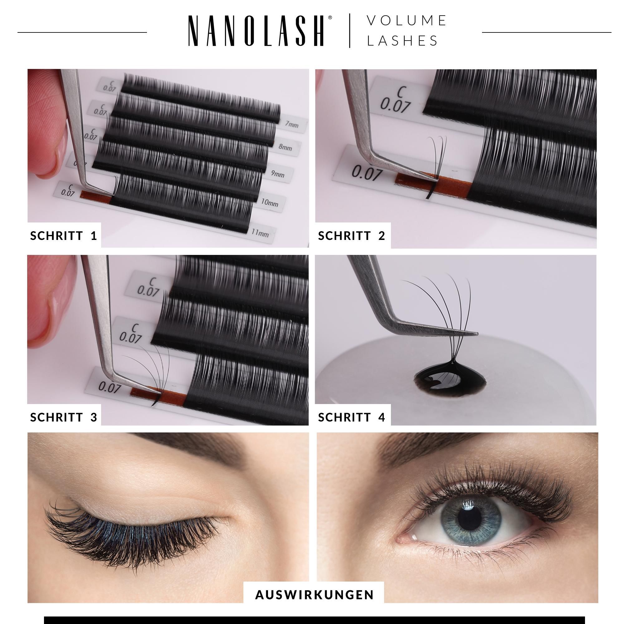 Nanolash VOLUME LASHES Falsche Wimpern Set Extensions 6-13 mm